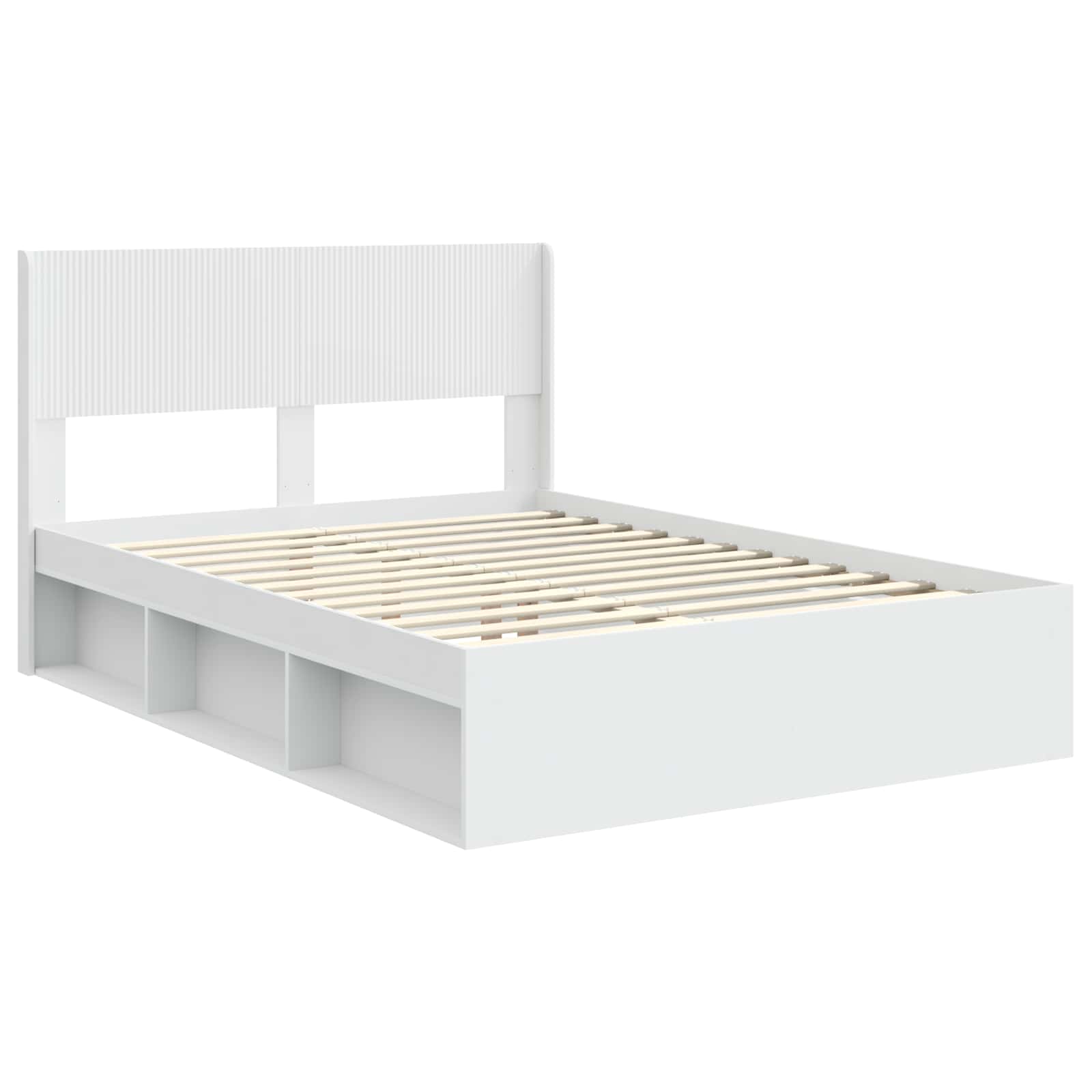 Cadre de lit avec rangement et tête de lit Blanc 140 x 190 cm - XIOS