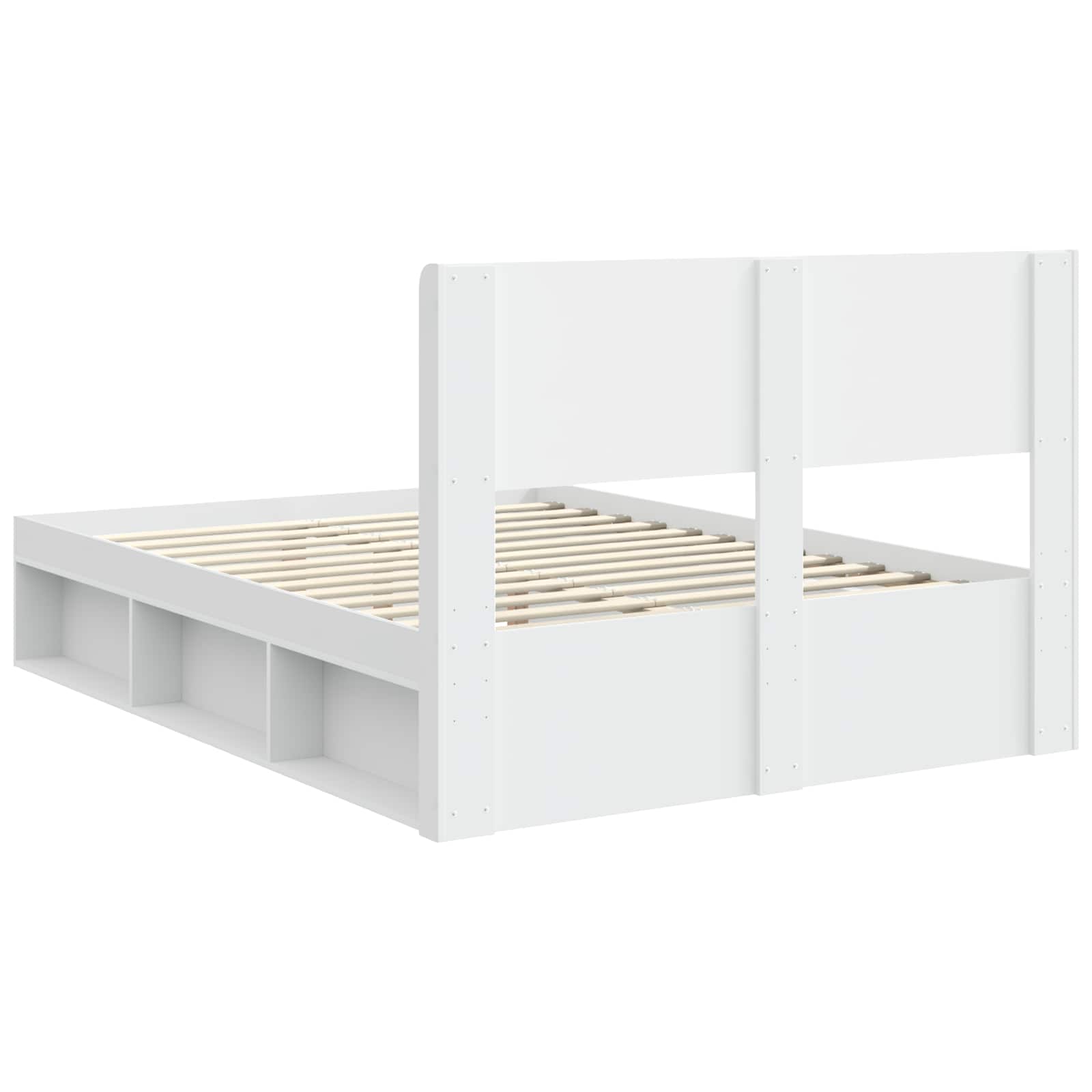 Cadre de lit avec rangement et tête de lit Blanc 140 x 190 cm - XIOS