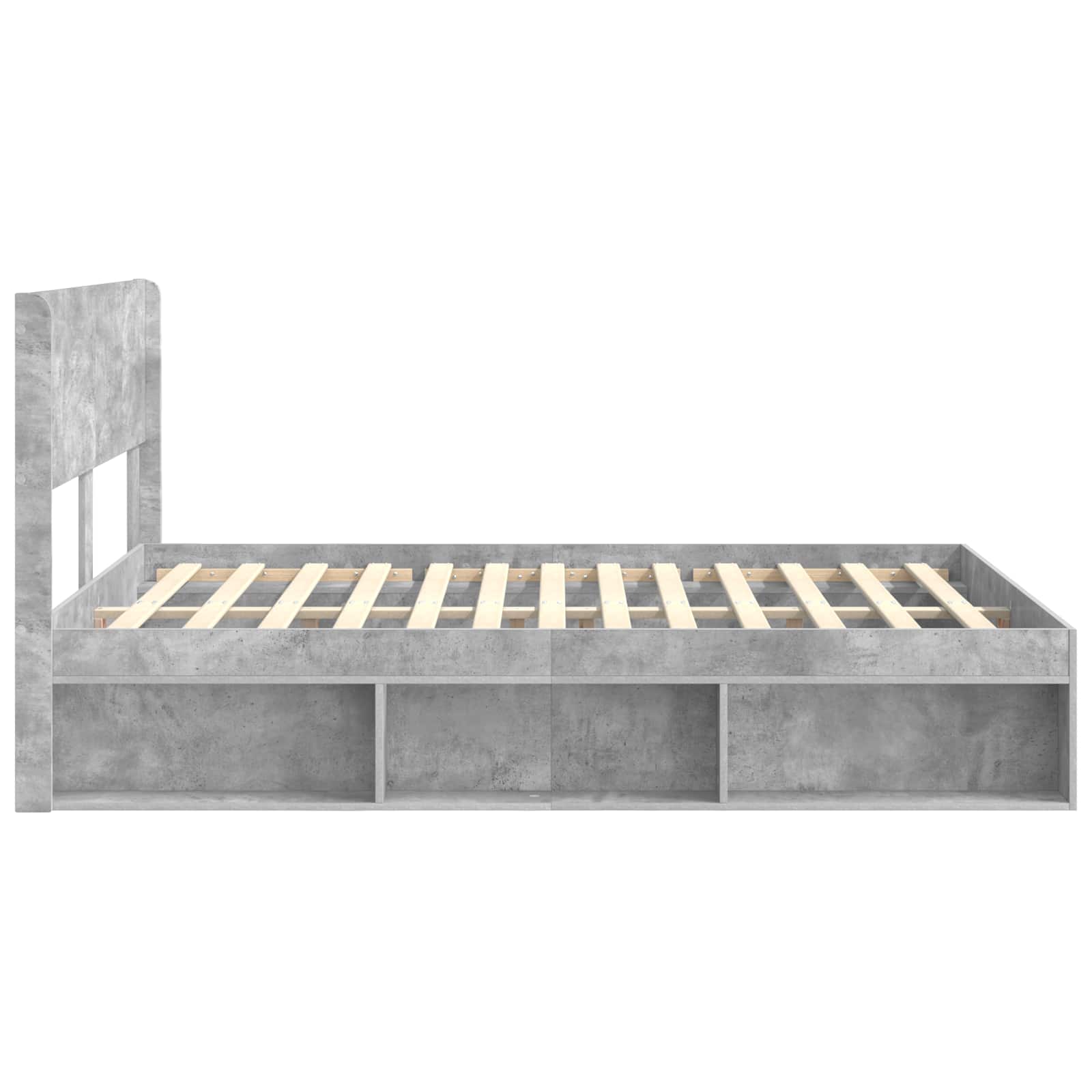 Cadre de lit avec rangement et tête de lit Gris béton - XIOS