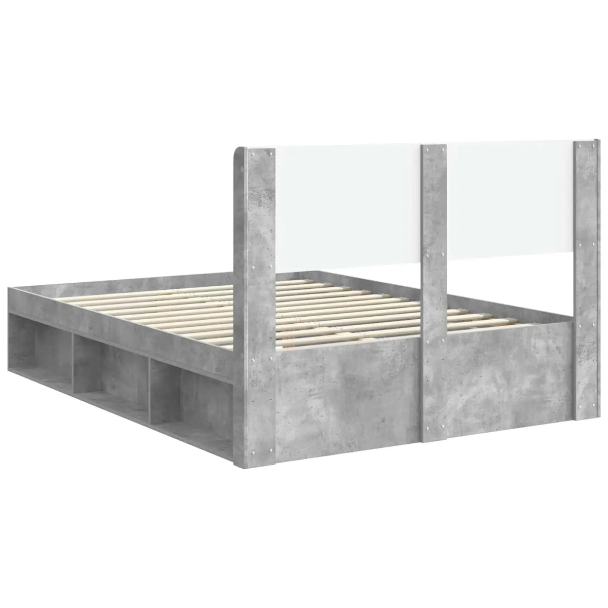 Cadre de lit avec rangement et tête de lit Gris béton - XIOS