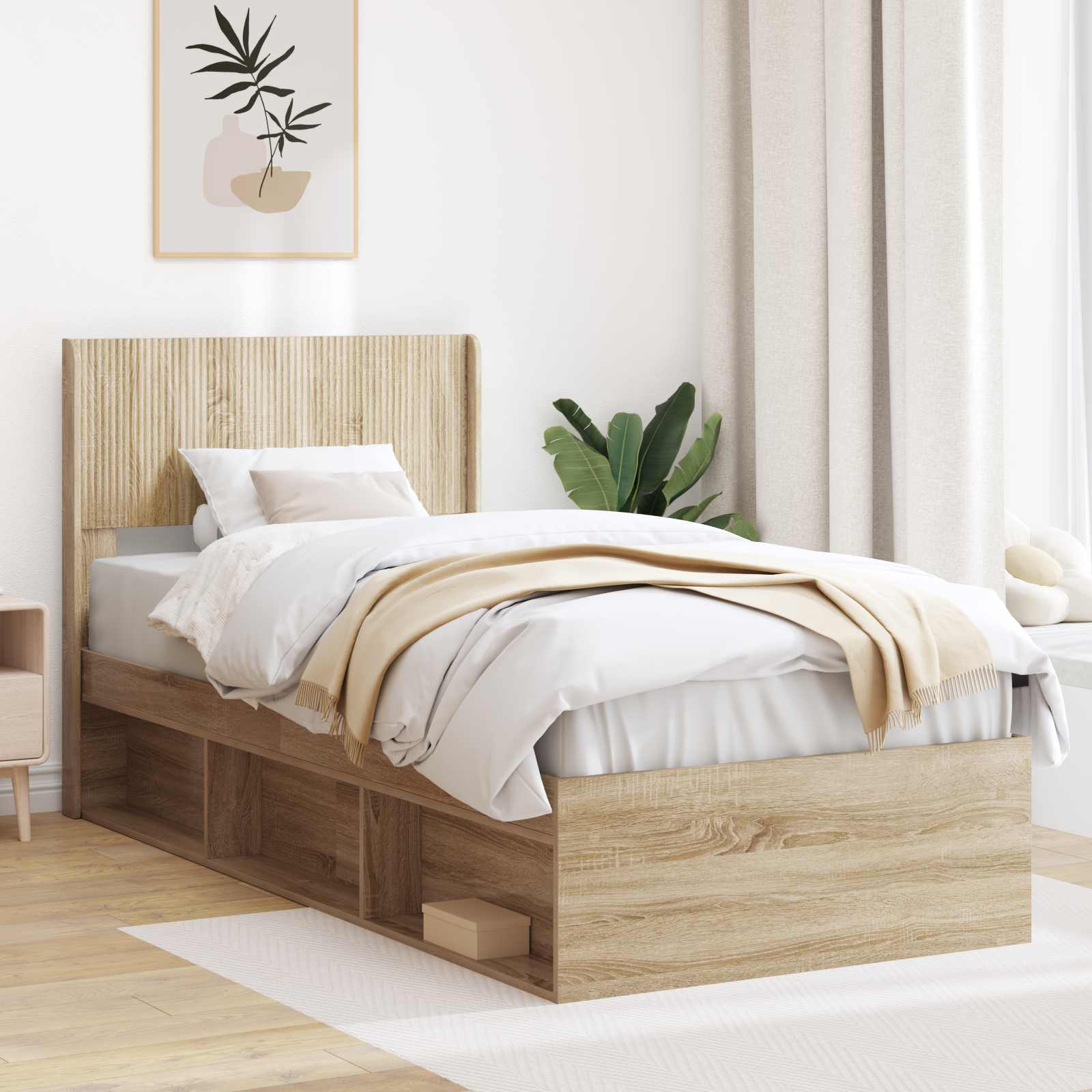 Cadre de lit avec rangement et tête de lit 3 pcs - XIOS