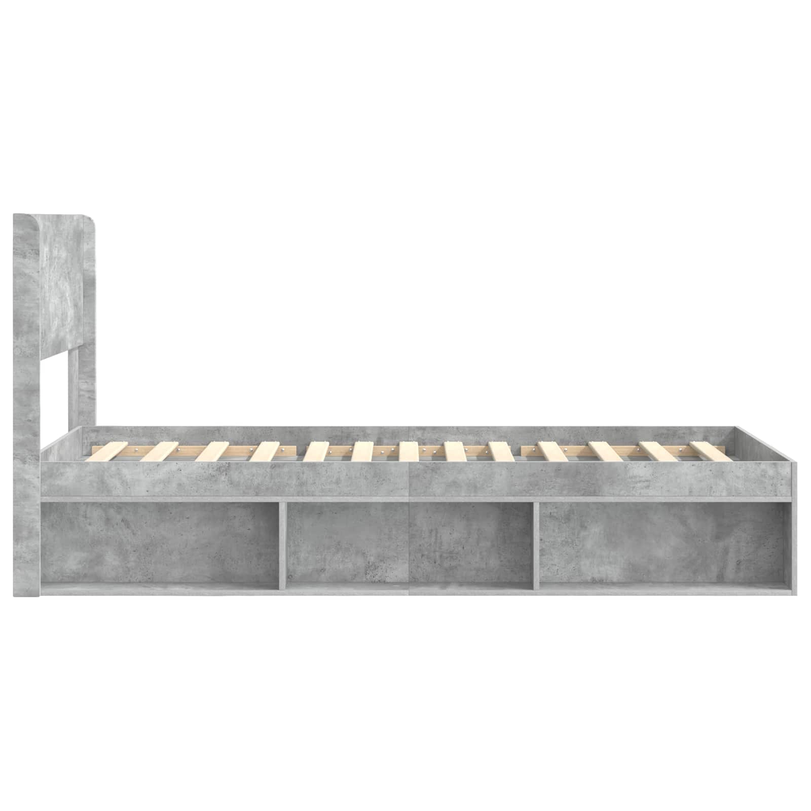 Cadre de lit avec rangement et tête de lit Gris béton - XIOS