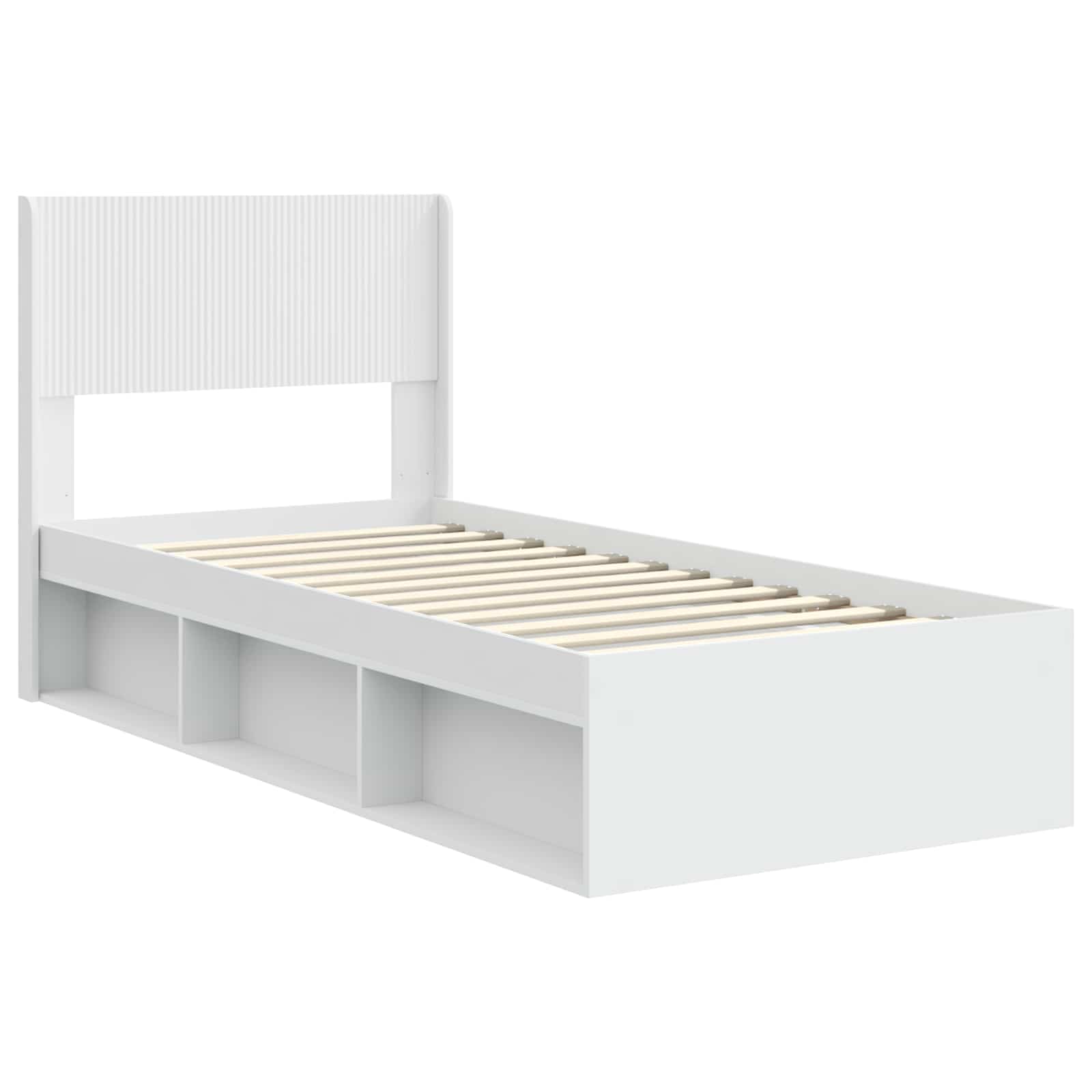 Cadre de lit avec rangement et tête de lit Blanc 75 x 190 cm - XIOS