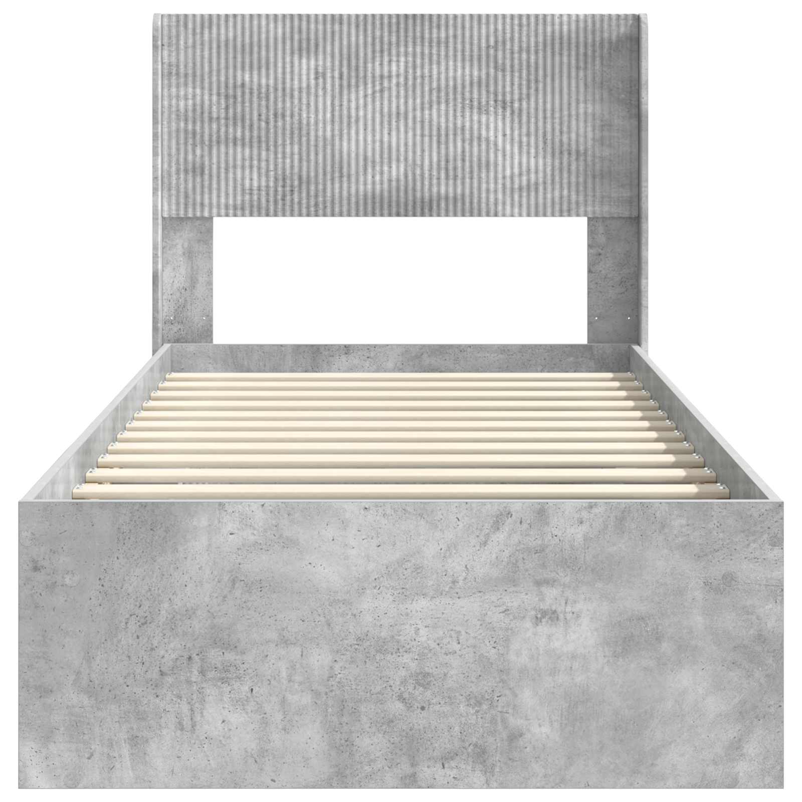 Cadre de lit avec rangement et tête de lit Gris béton - XIOS