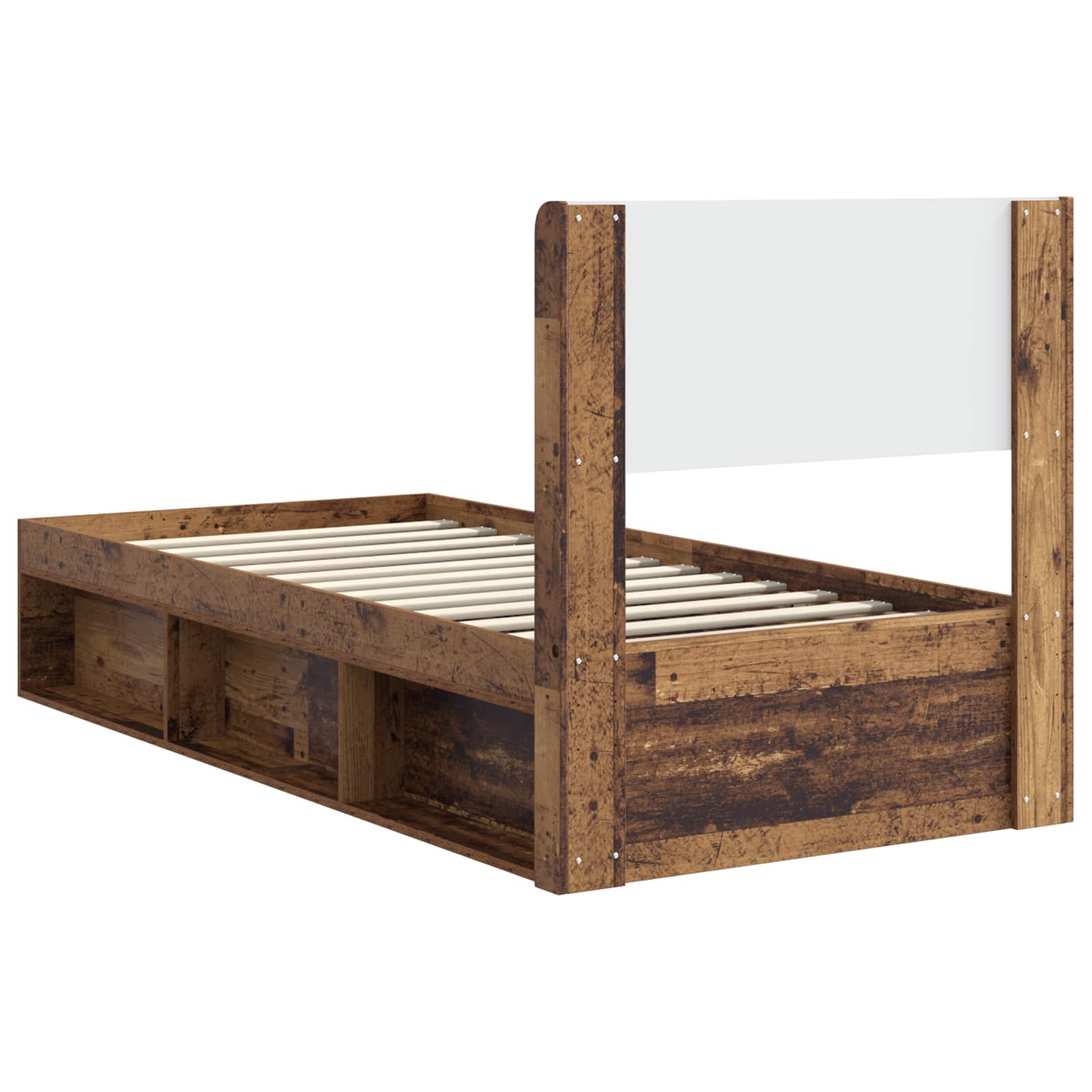 Cadre de lit avec rangement et tête de lit Bois ancien - XIOS