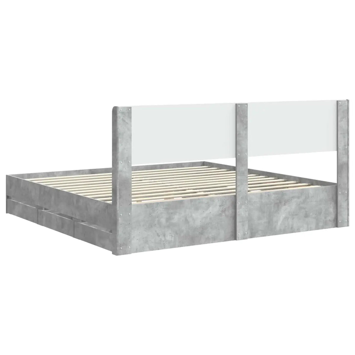 Cadre de lit avec rangement et tête de lit Gris béton - XIOS