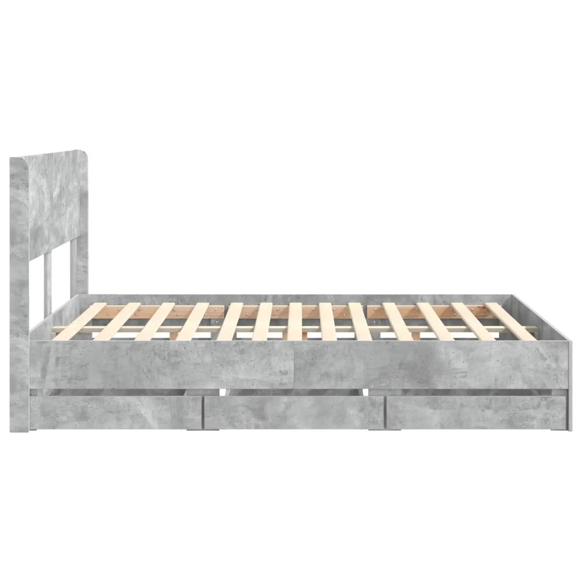 Cadre de lit avec rangement et tête de lit Gris béton - XIOS