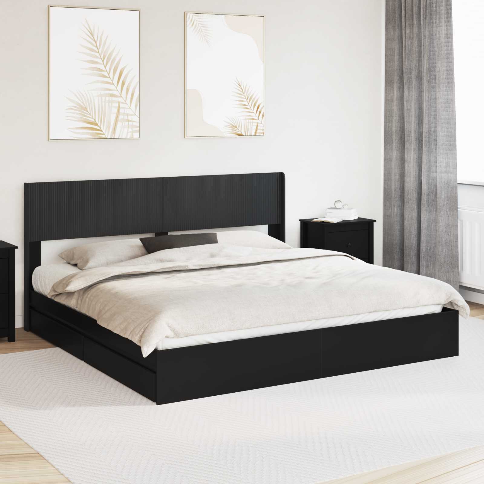 Cadre de lit avec rangement et tête de lit 3 pcs - XIOS