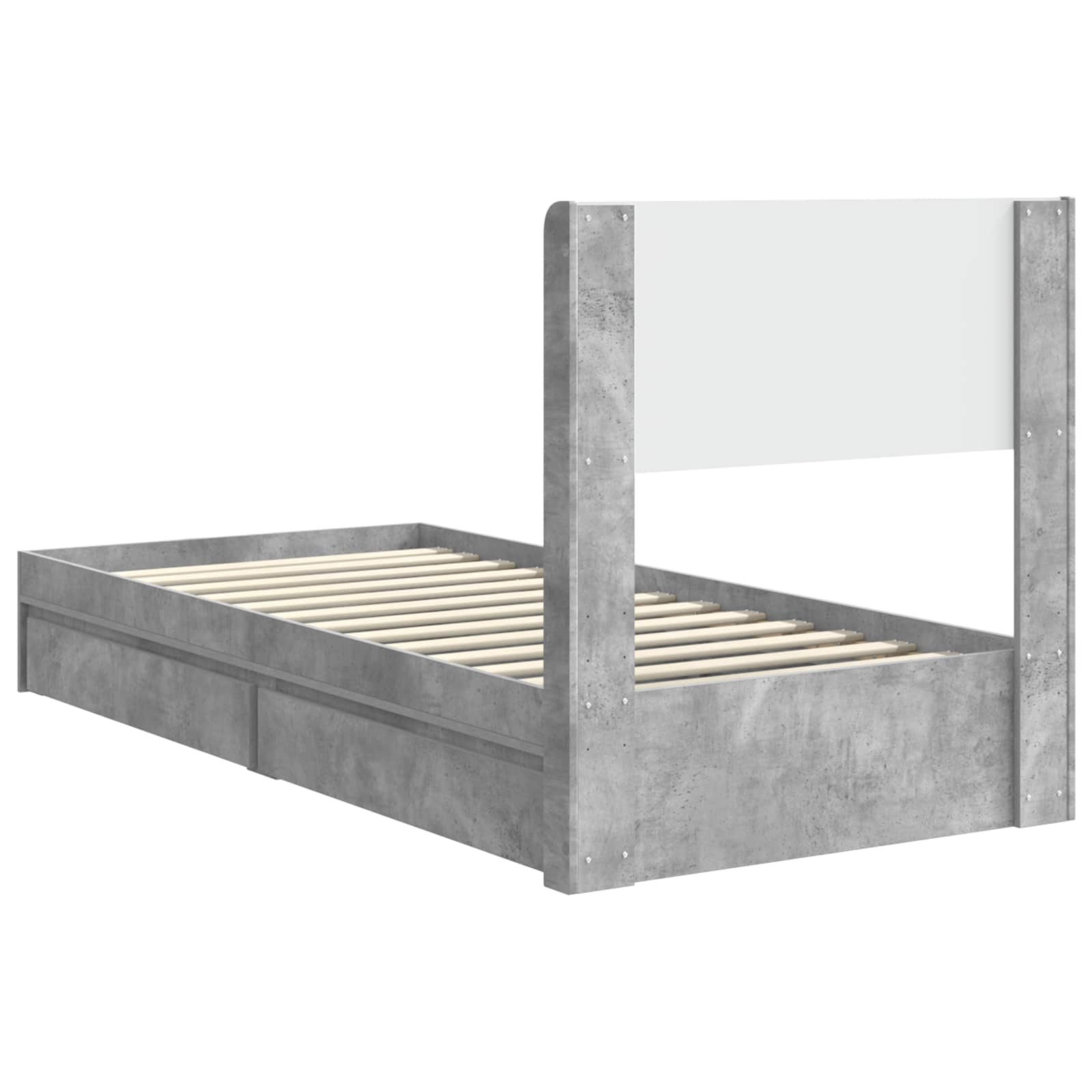 Cadre de lit avec rangement et tête de lit Gris béton - XIOS