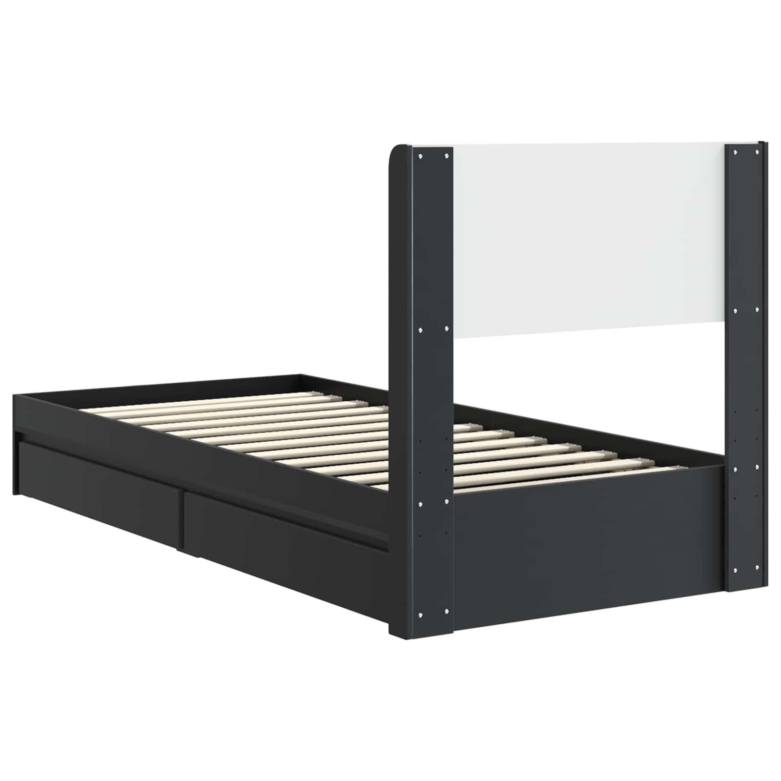 Cadre de lit avec rangement et tête de lit Noir 75 x 190 cm - XIOS