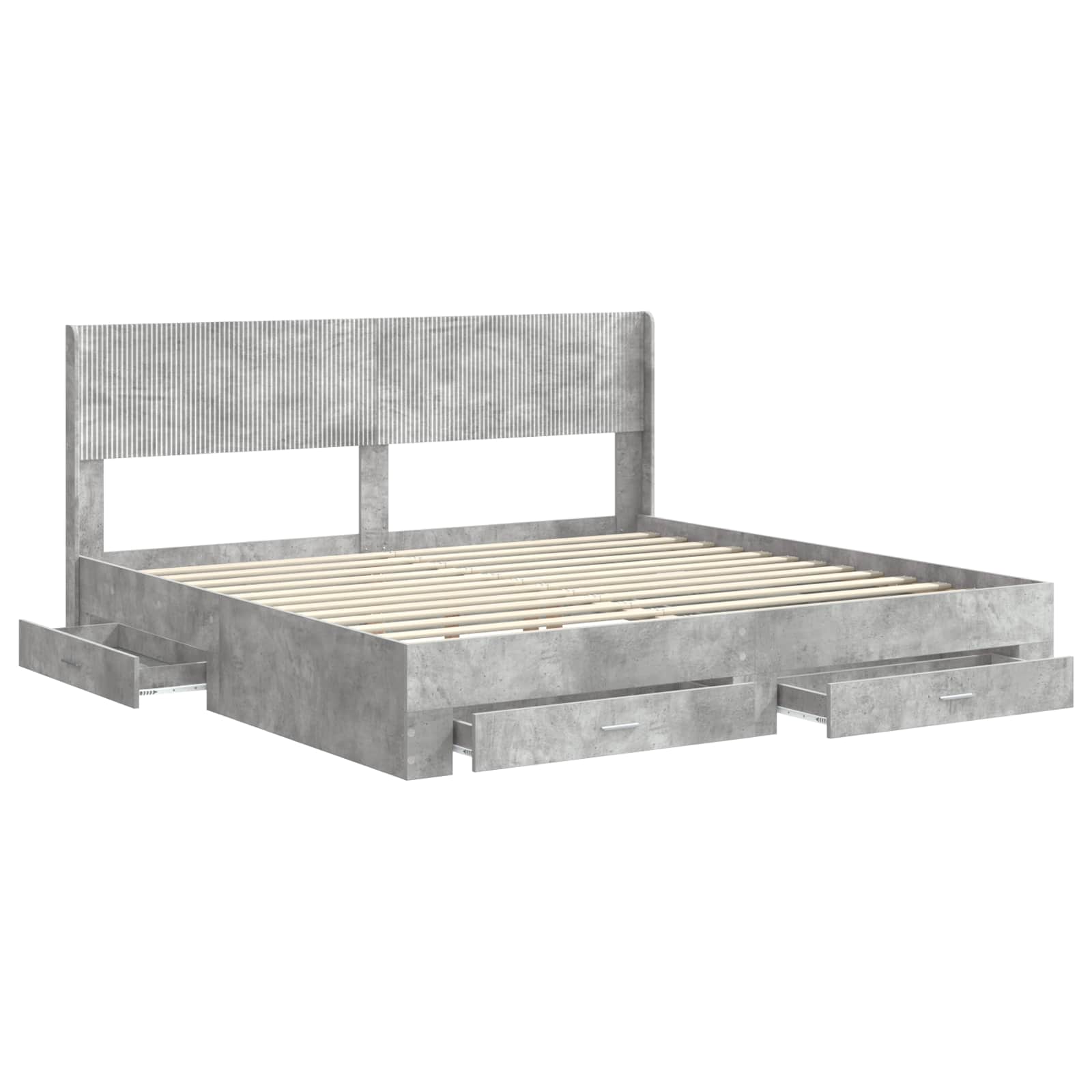 Cadre de lit avec rangement et tête de lit Gris béton - XIOS