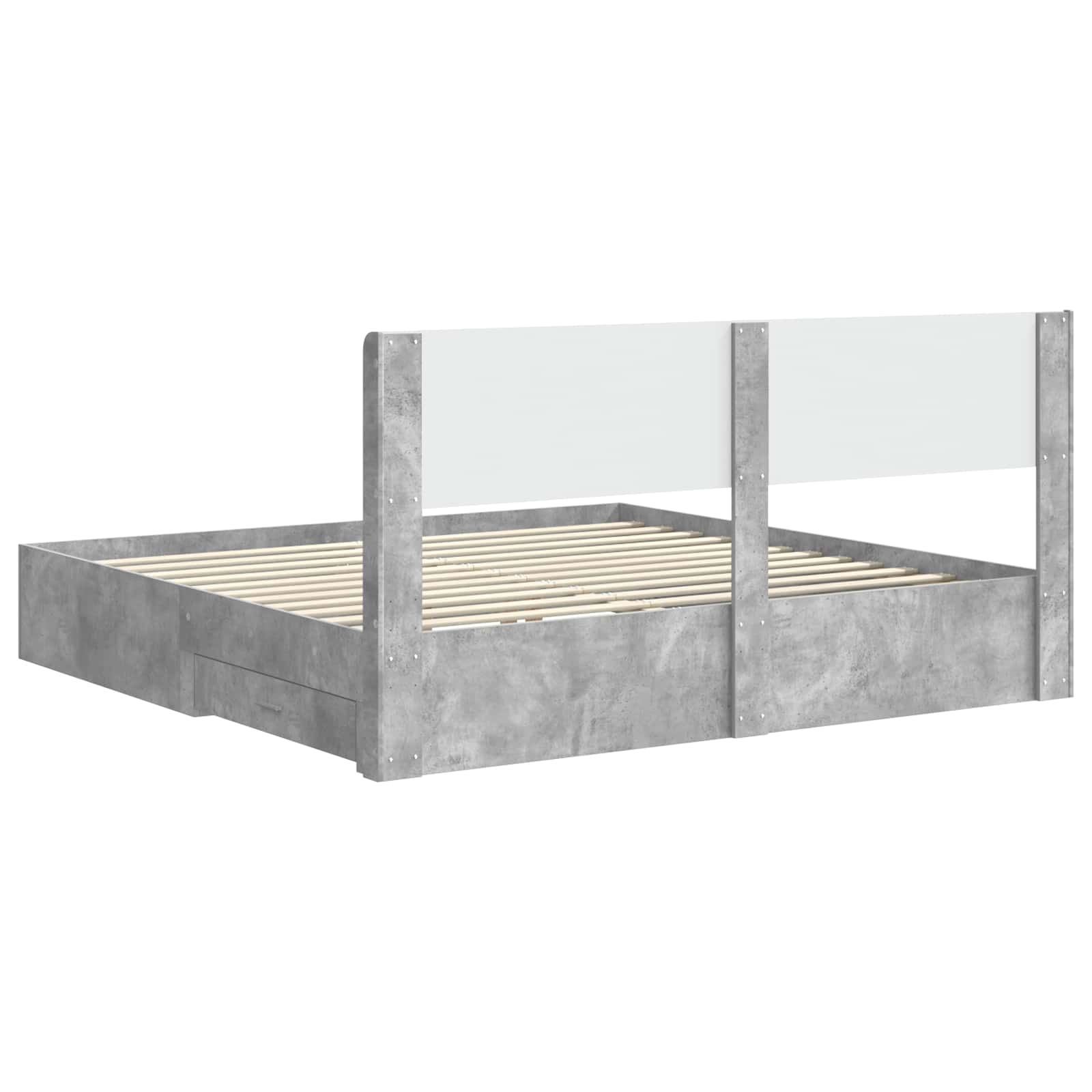 Cadre de lit avec rangement et tête de lit Gris béton - XIOS