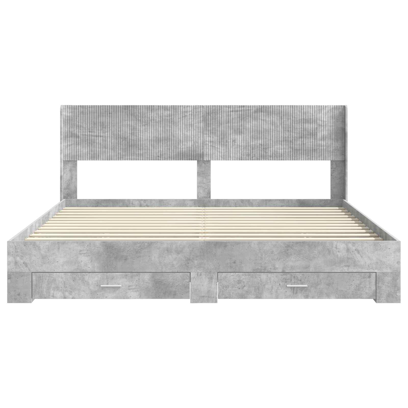 Cadre de lit avec rangement et tête de lit Gris béton - XIOS