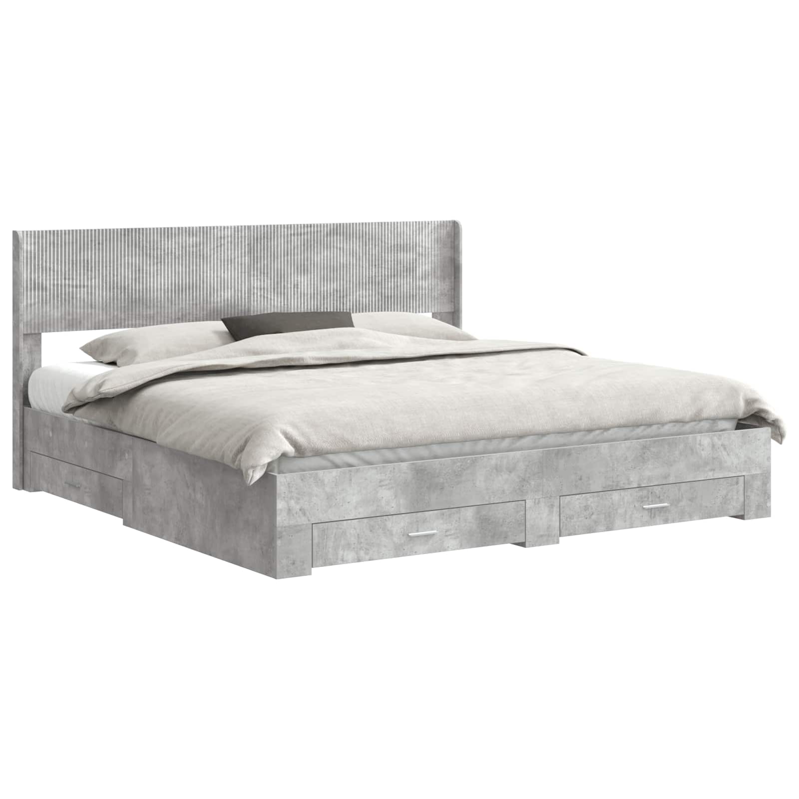 Cadre de lit avec rangement et tête de lit Gris béton - XIOS