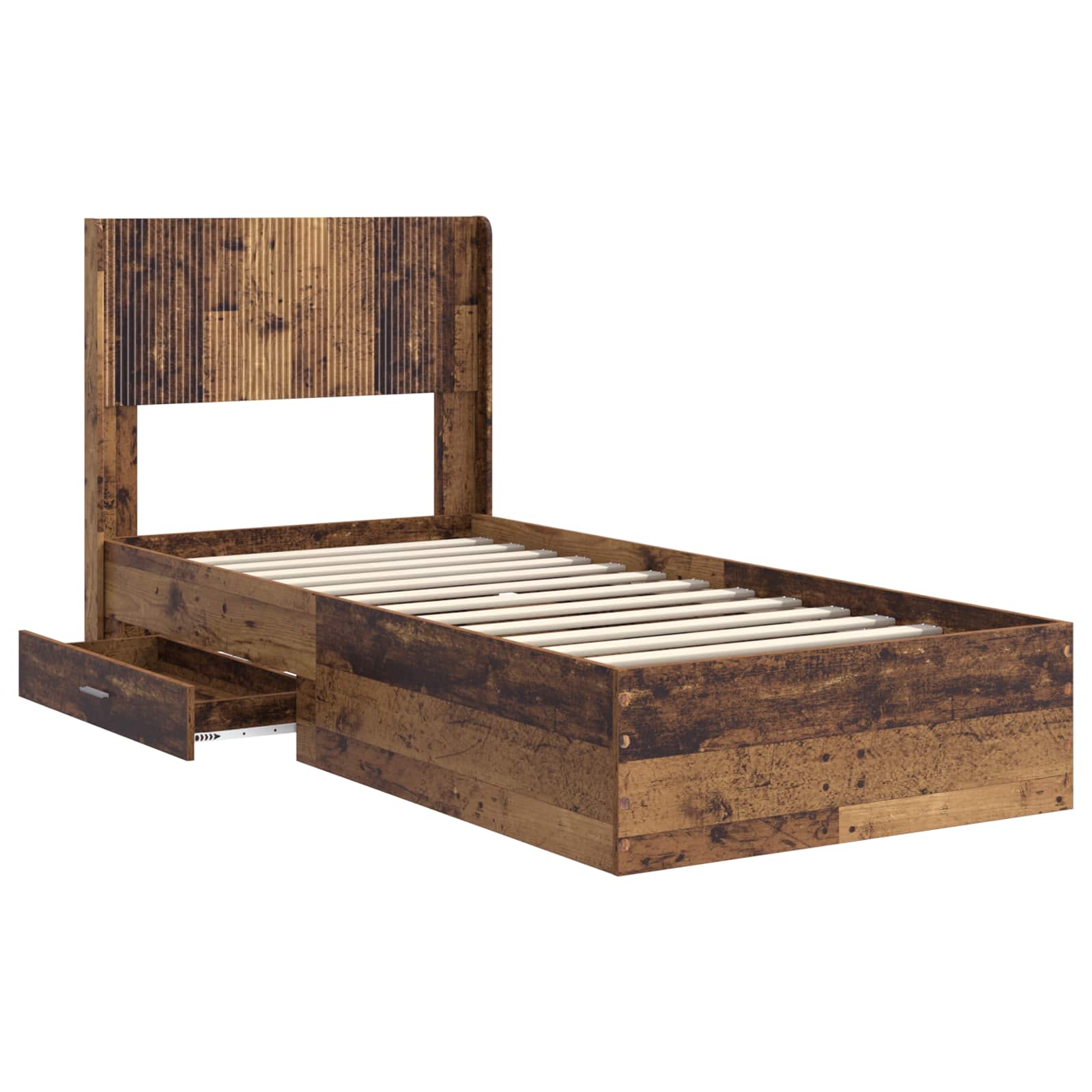 Cadre de lit avec rangement et tête de lit Bois ancien