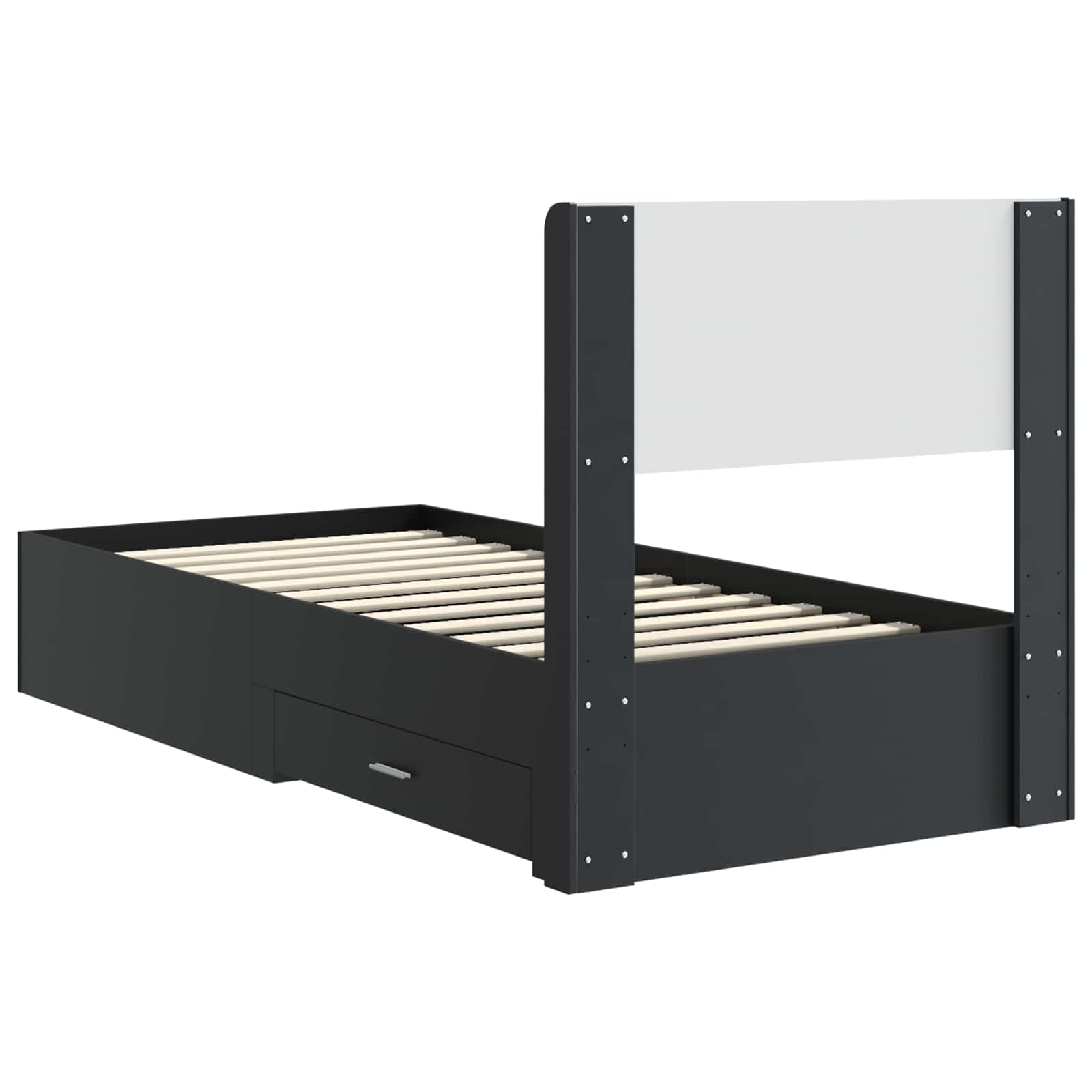 Cadre de lit avec rangement et tête de lit Noir 75 x 190 cm - XIOS