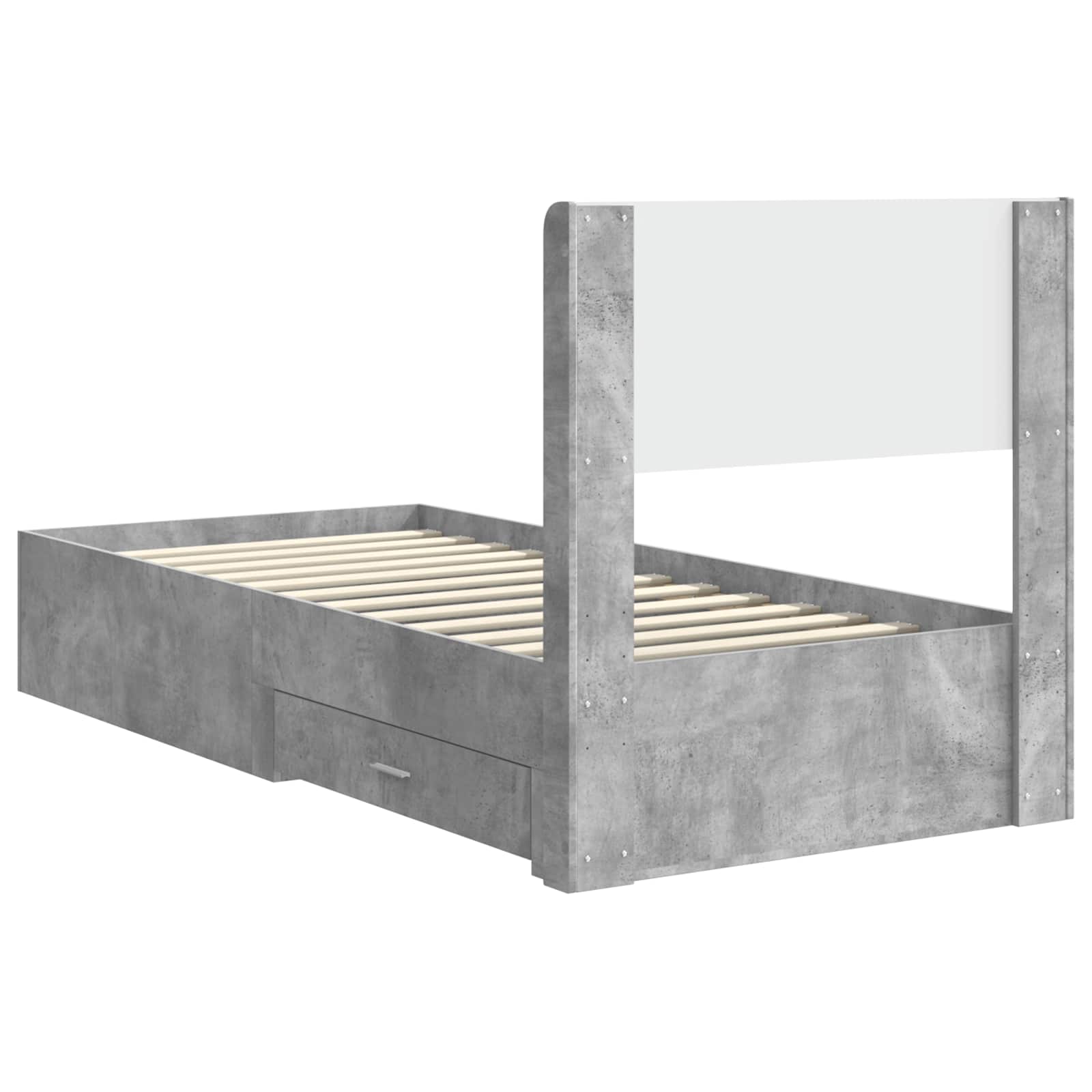 Cadre de lit avec rangement et tête de lit Gris béton - XIOS