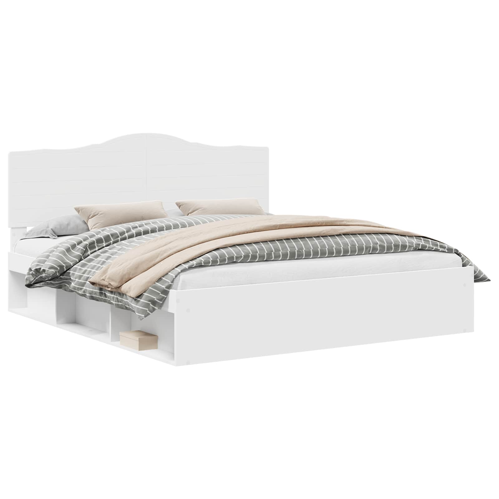 Cadre de lit avec tête de lit Blanc 200 x 200 cm Pin massif - XIOS