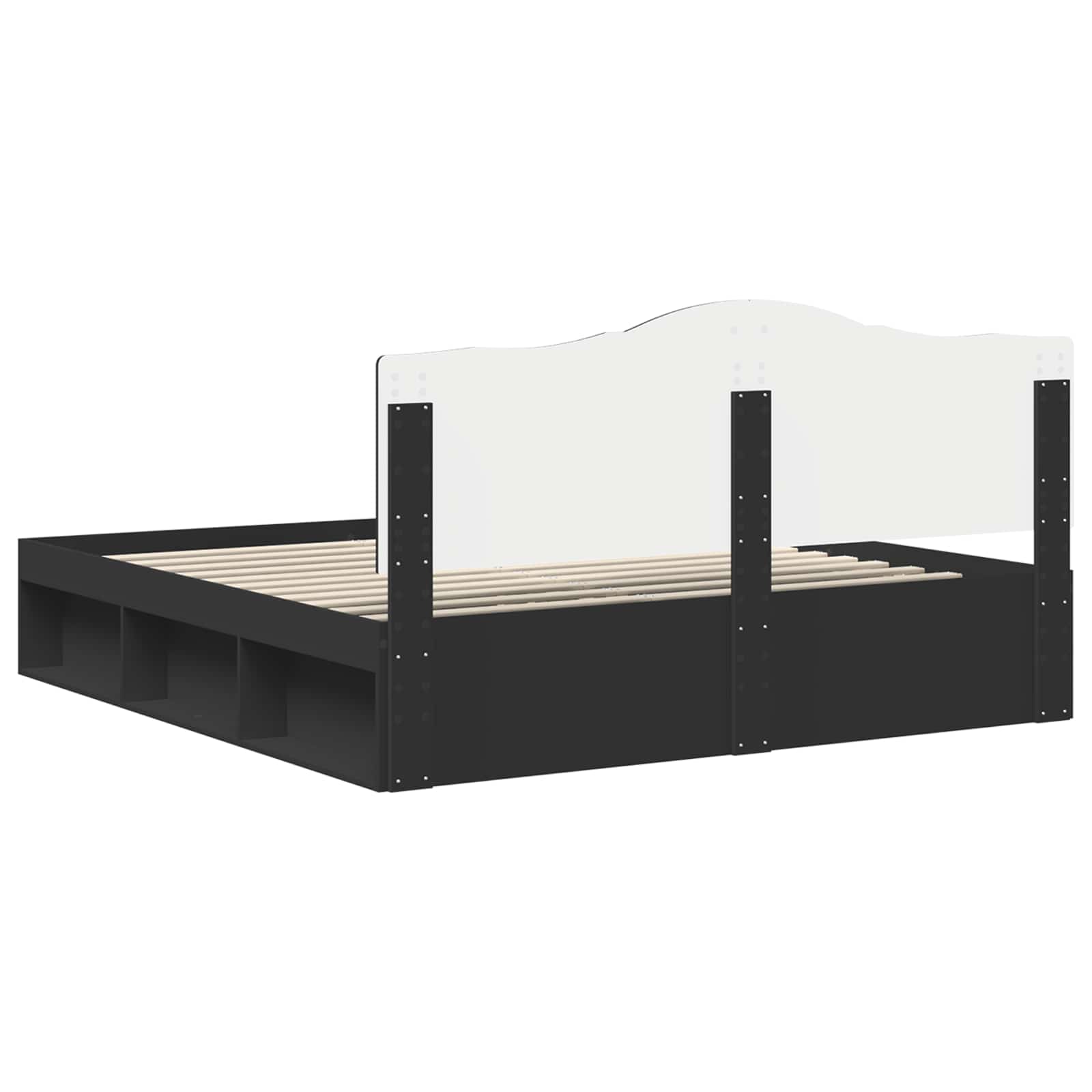 Cadre de lit avec tête de lit Noir 200 x 200 cm Pin massif - XIOS