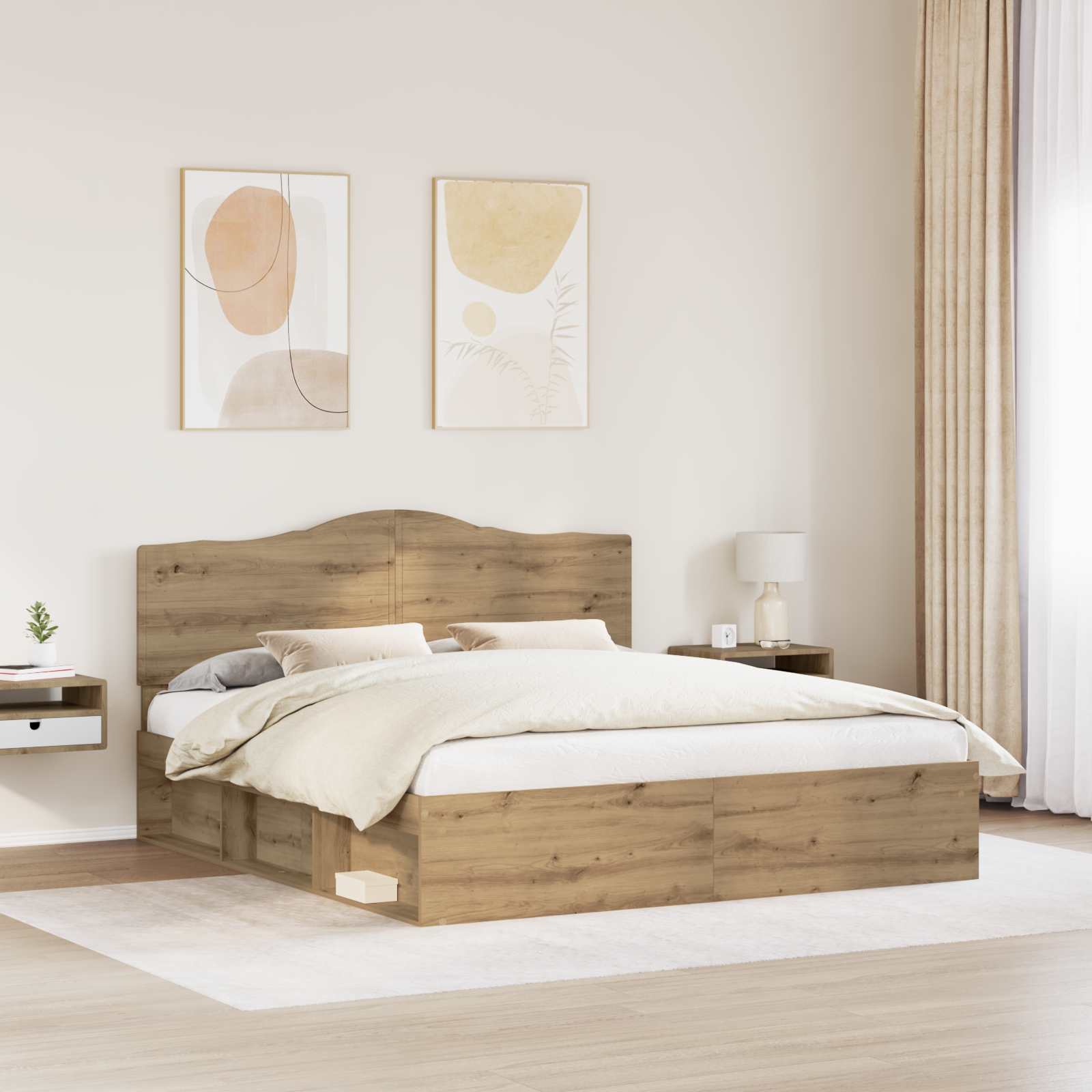 Cadre de lit Chêne artisan 180 x 200 cm Pin massif - XIOS