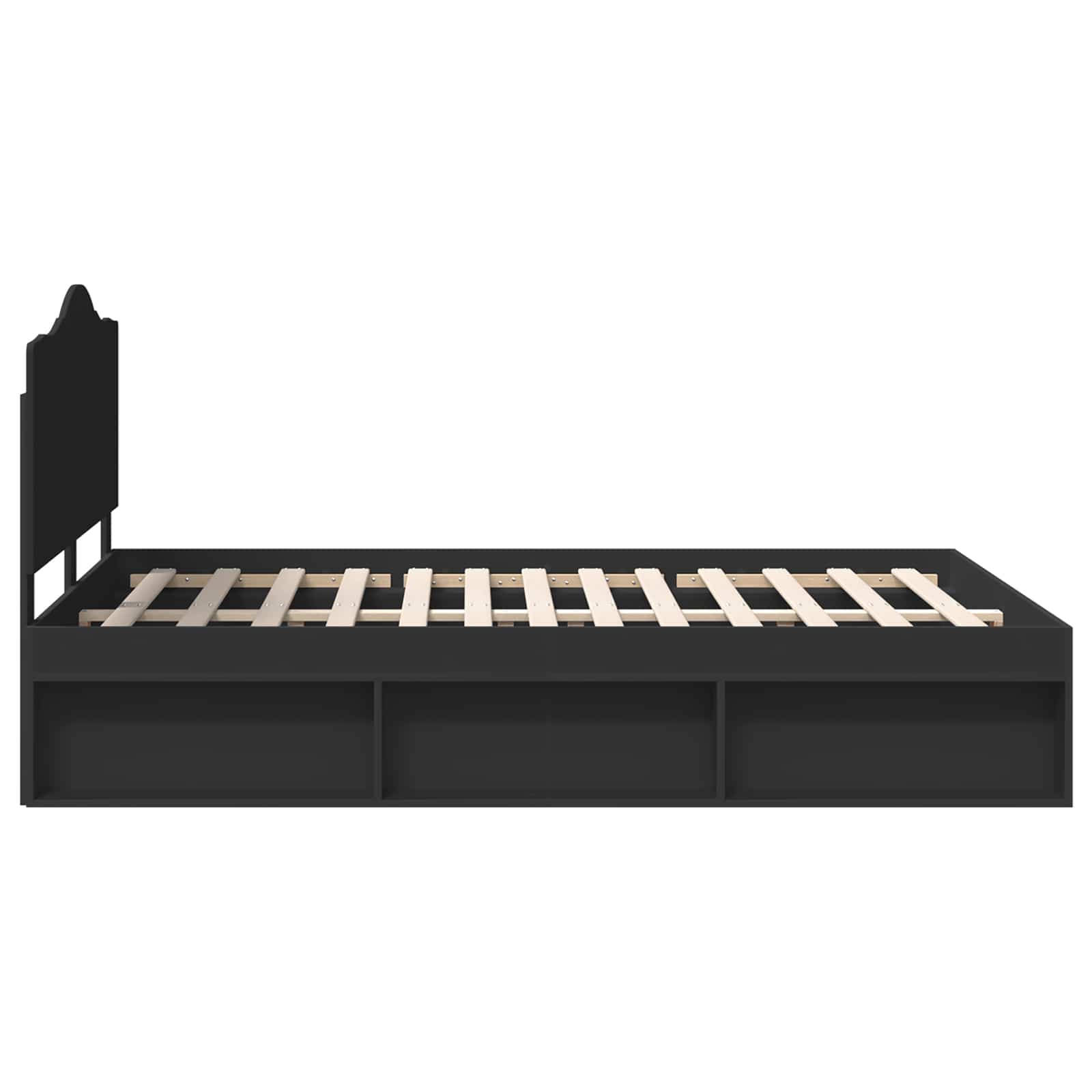 Cadre de lit avec tête de lit Noir 140 x 200 cm Pin massif - XIOS