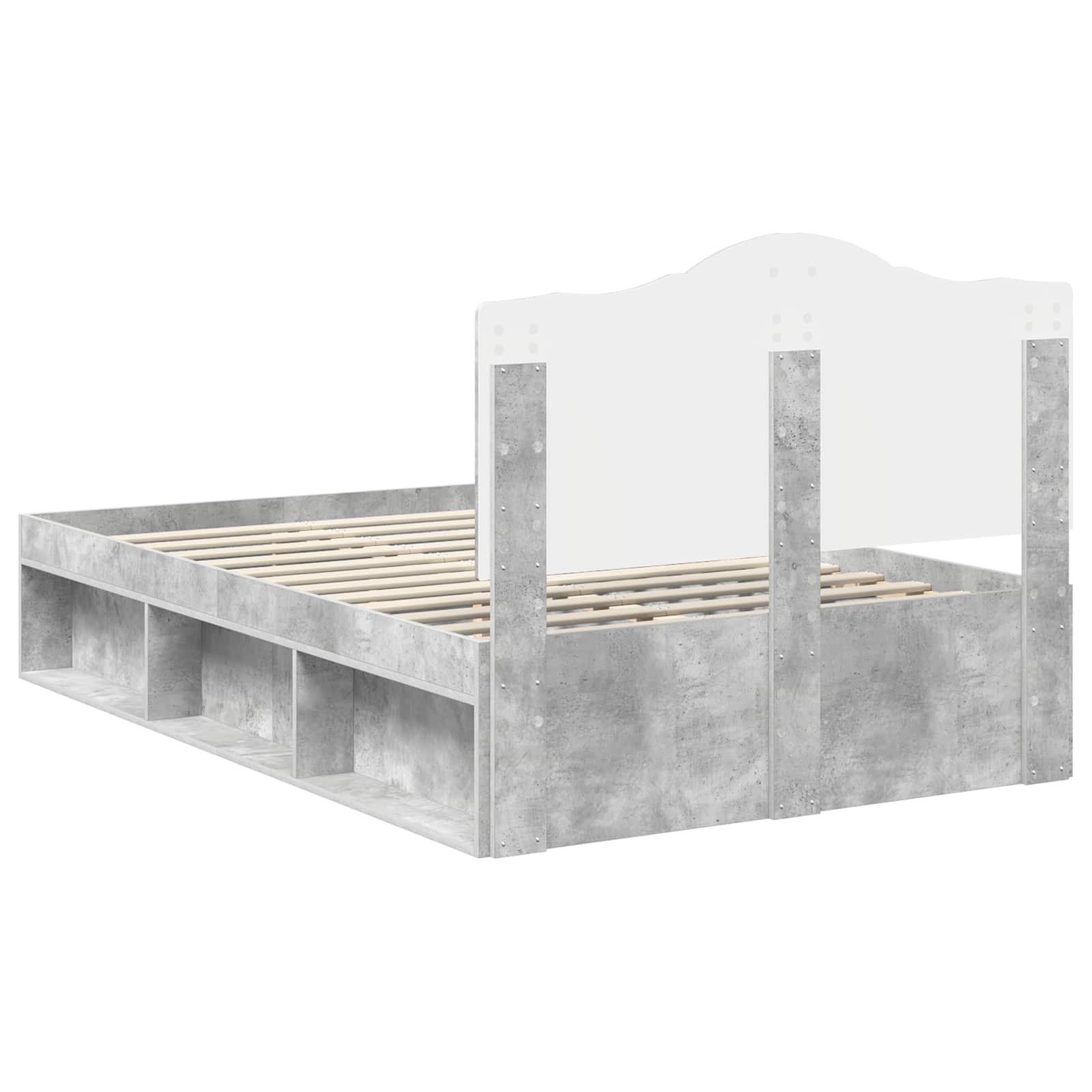 Cadre de lit Gris Béton 135 x 190 cm Pin massif - XIOS