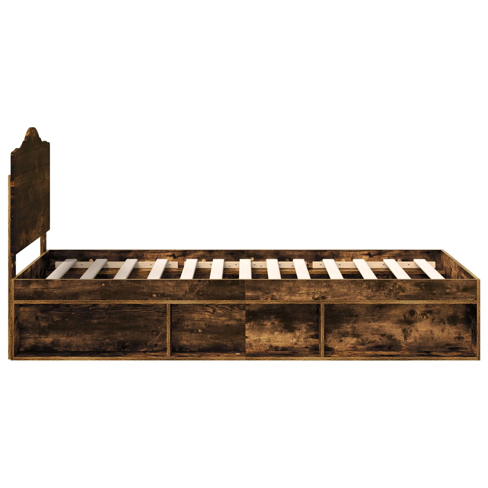 Cadre de lit avec tête de lit Chêne fumé 75 x 190 cm Pin massif - XIOS