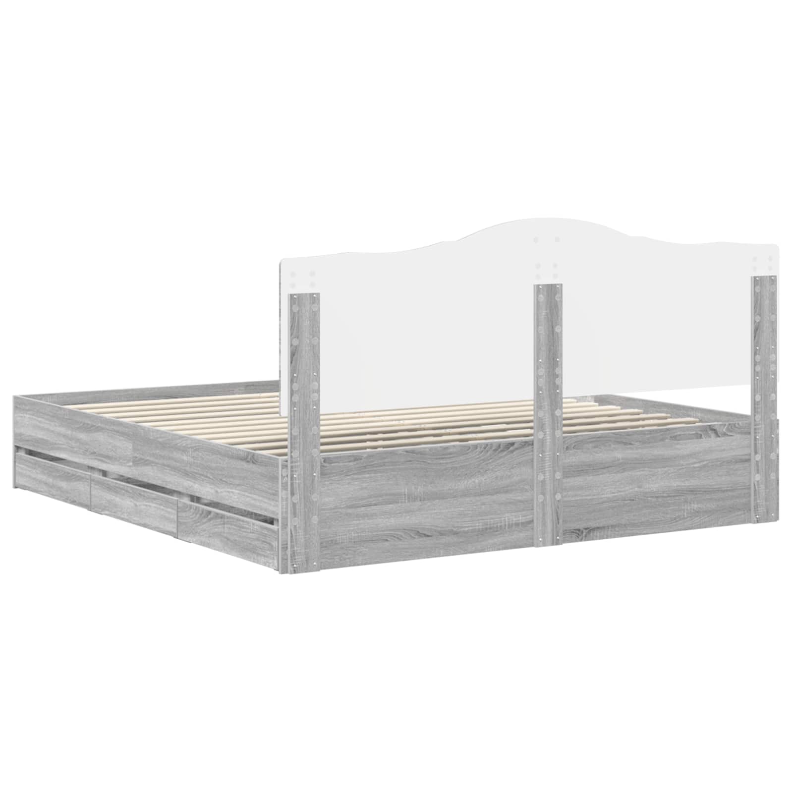 Cadre de lit Gris Sonoma 200 x 200 cm Bois Ingénierie - XIOS