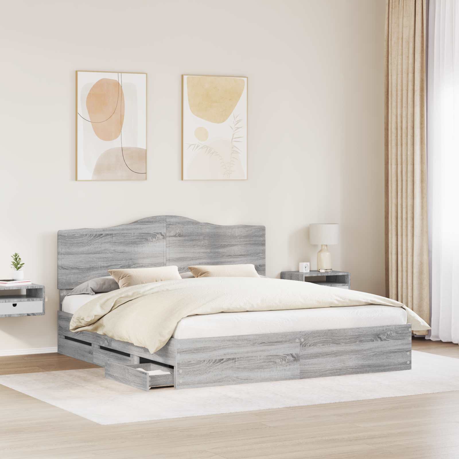 Cadre de lit Gris Sonoma 180 x 200 cm Bois Ingénierie - XIOS