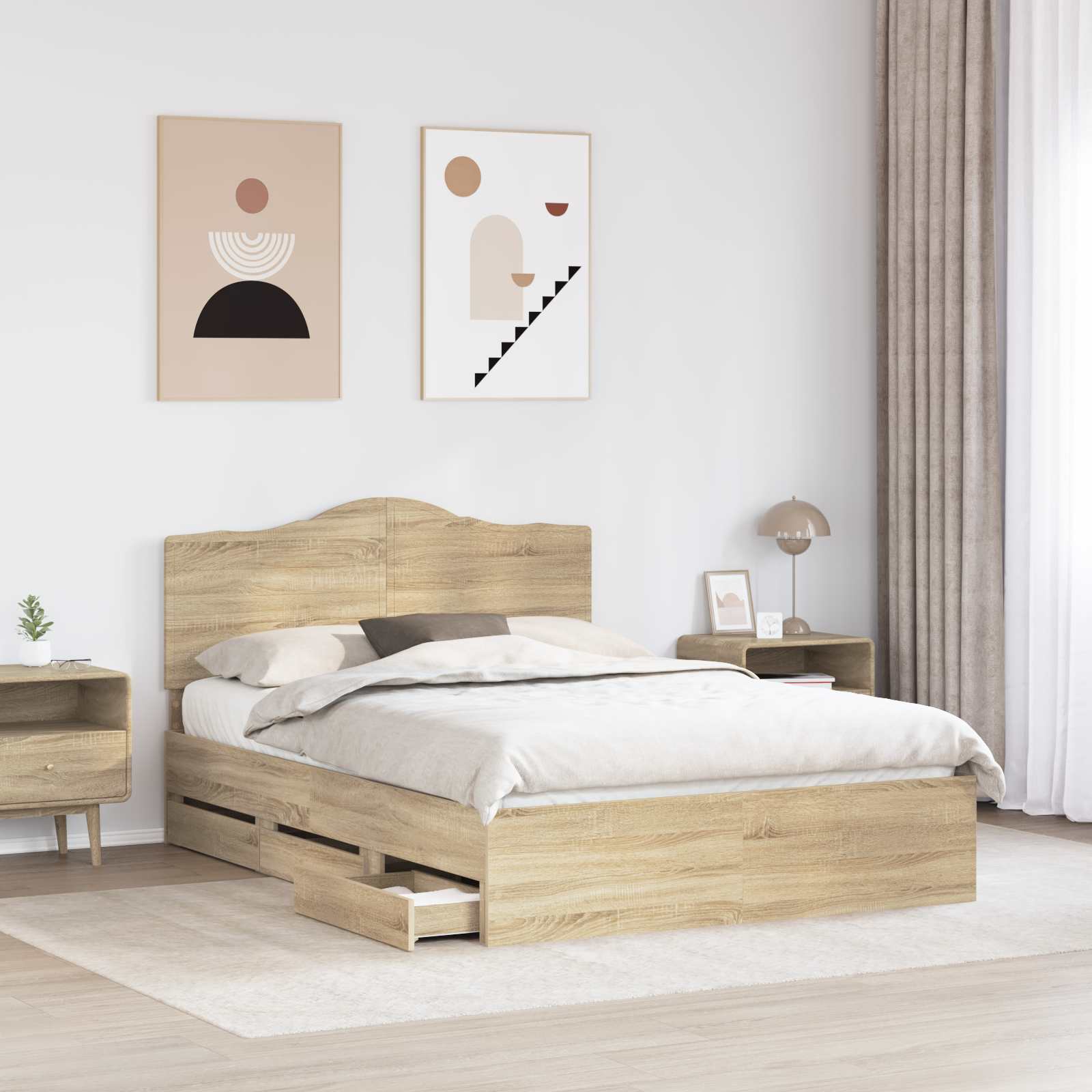 Cadre de lit Chêne Sonoma 160 x 200 cm Bois Ingénierie - XIOS
