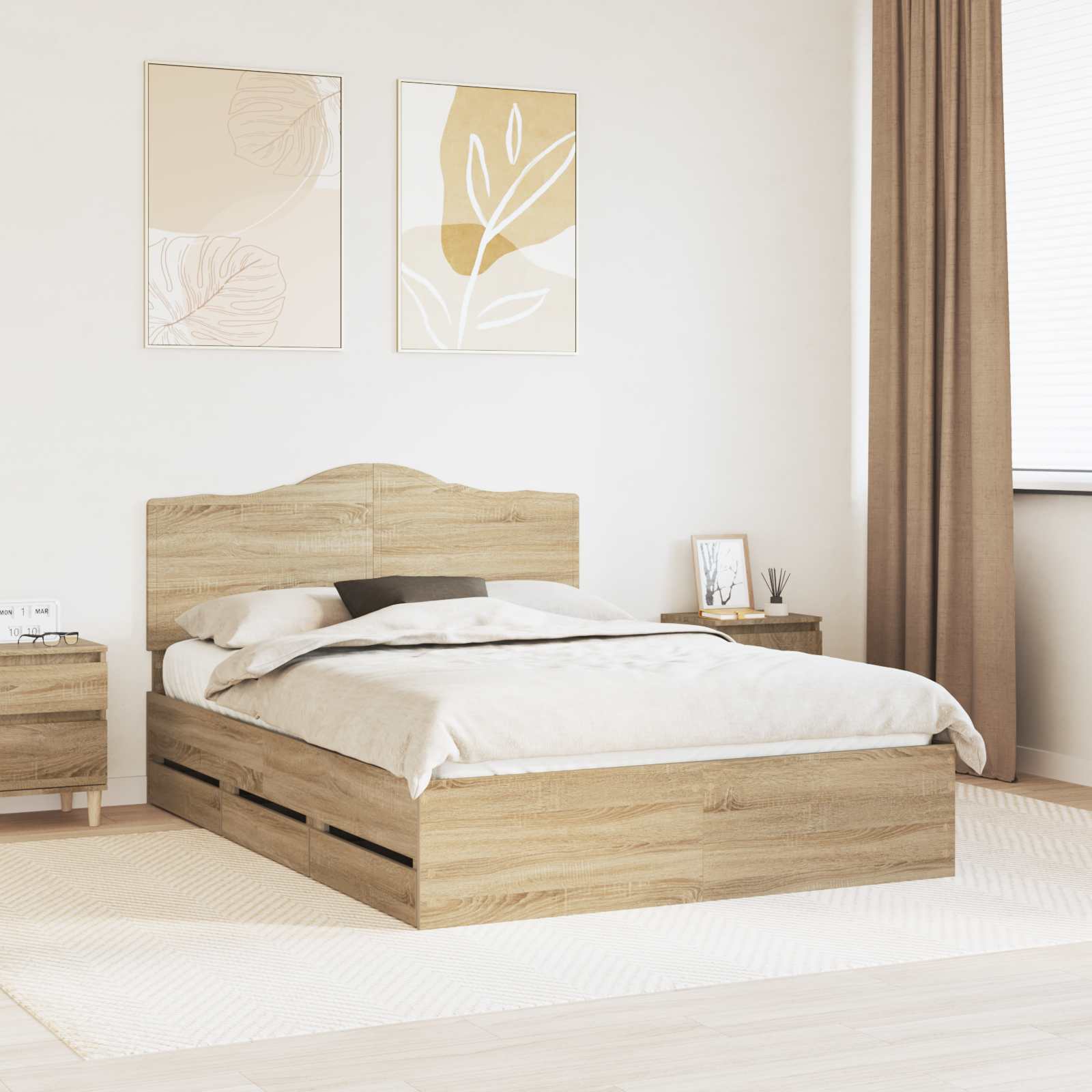 Cadre de lit Chêne Sonoma 140 x 190 cm Bois Ingénierie - XIOS