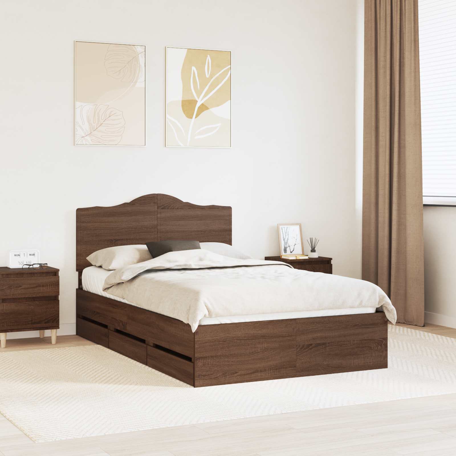 Cadre de lit Chêne brun 120 x 190 cm Bois Ingénierie - XIOS