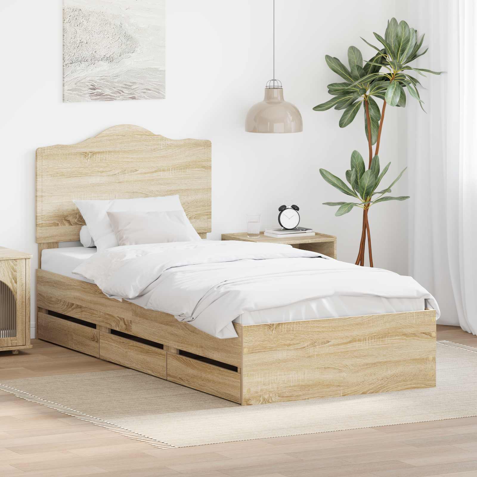 Cadre de lit Chêne Sonoma 75 x 190 cm Bois Ingénierie - XIOS