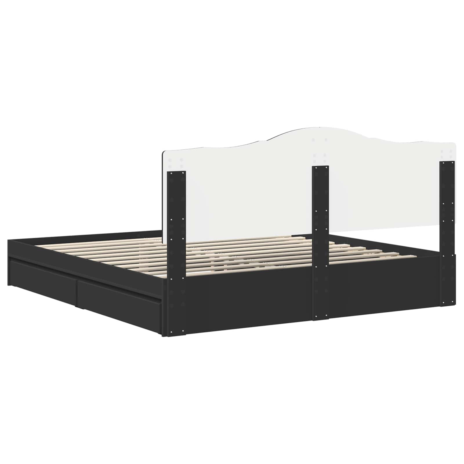 Lit de Rangement Noir 200 x 200 cm Bois d'ingénierie - XIOS