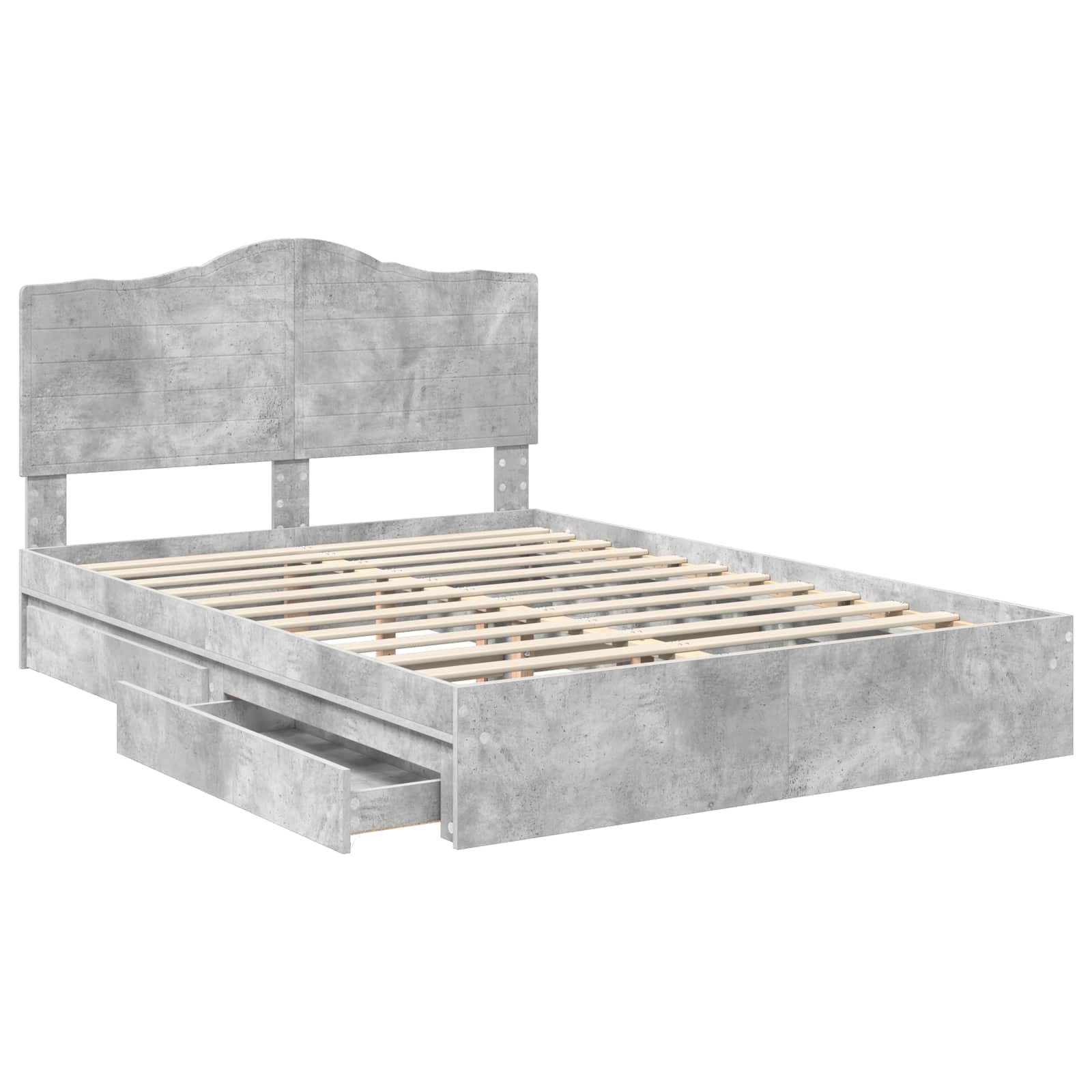 Cadre de lit Gris béton 150 x 200 cm Bois d'ingénierie - XIOS