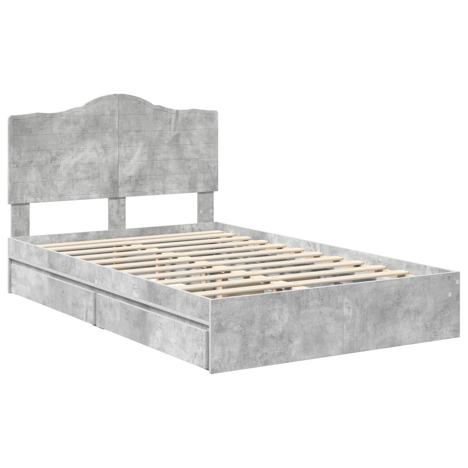 Cadre de lit Gris béton 135 x 190 cm Bois d'ingénierie - XIOS