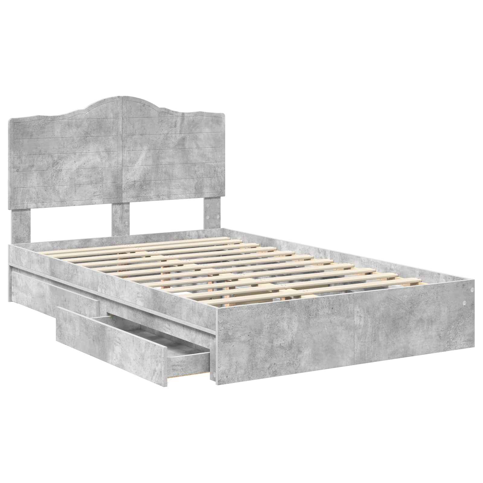 Cadre de lit Gris béton 135 x 190 cm Bois d'ingénierie - XIOS