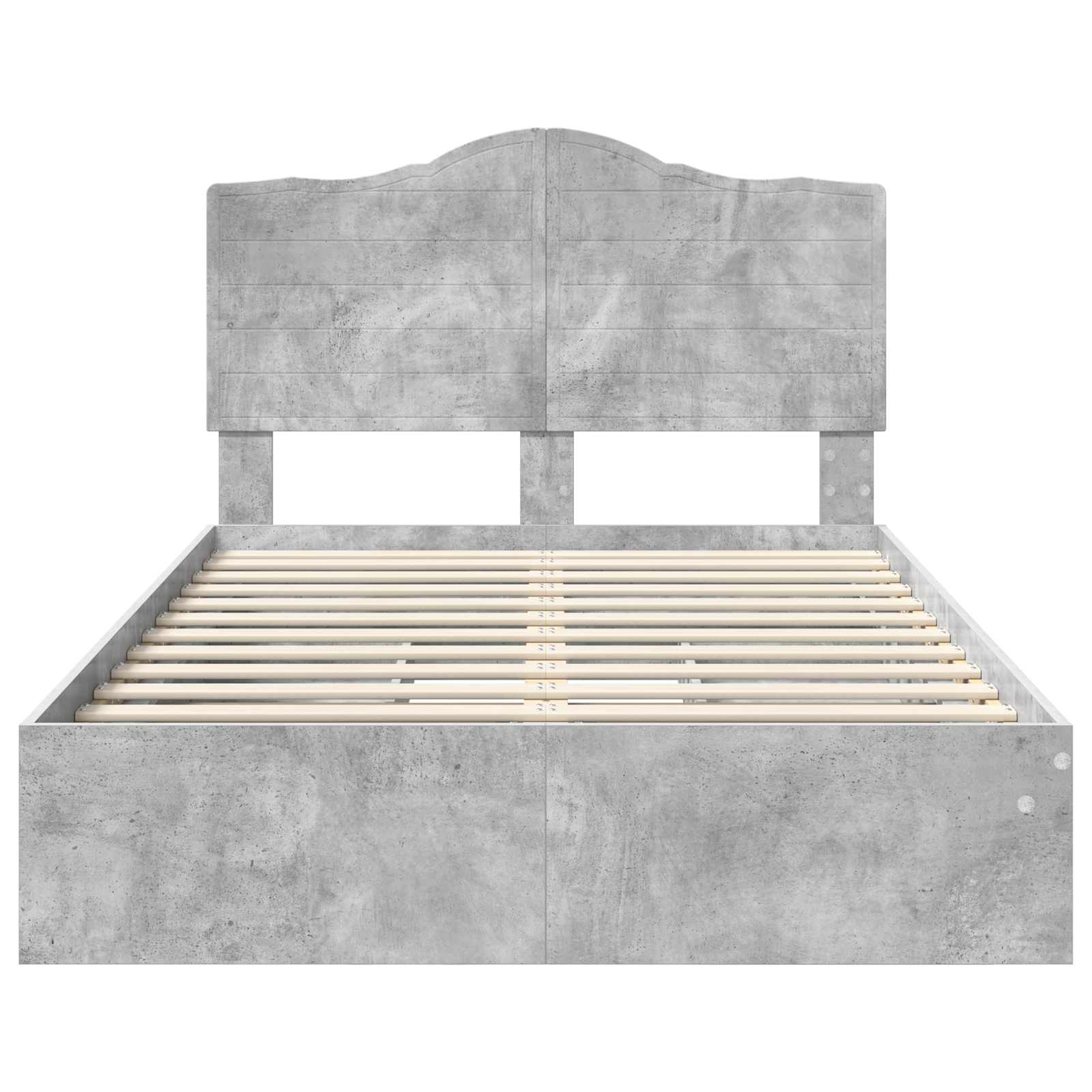 Cadre de lit Gris béton 135 x 190 cm Bois d'ingénierie - XIOS