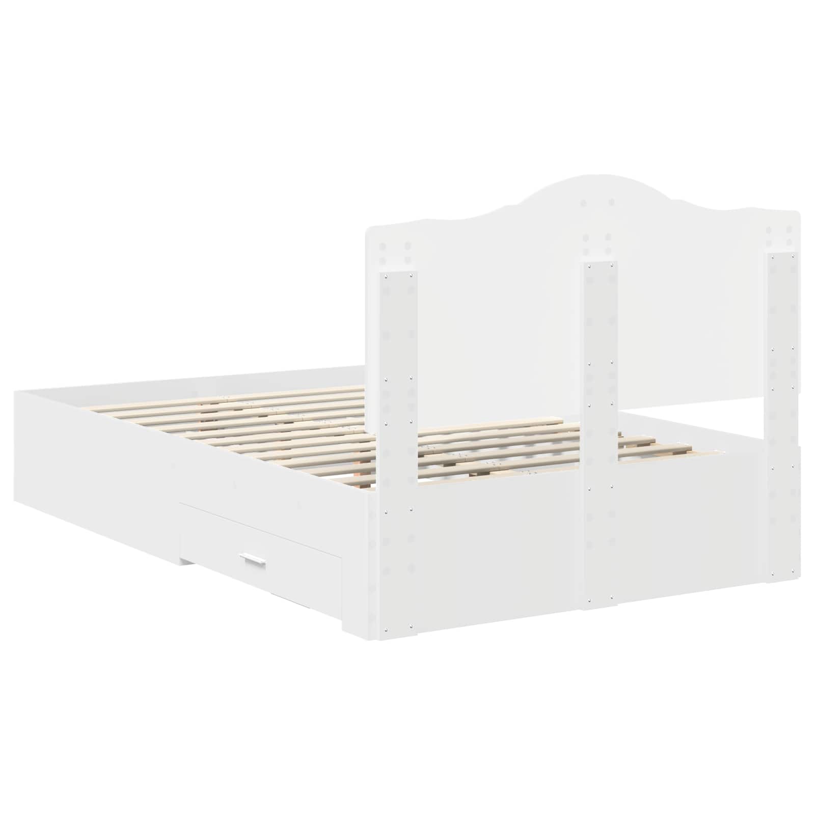 Cadre de lit avec tiroir Blanc 135 x 190 cm Bois d'ingénierie - XIOS