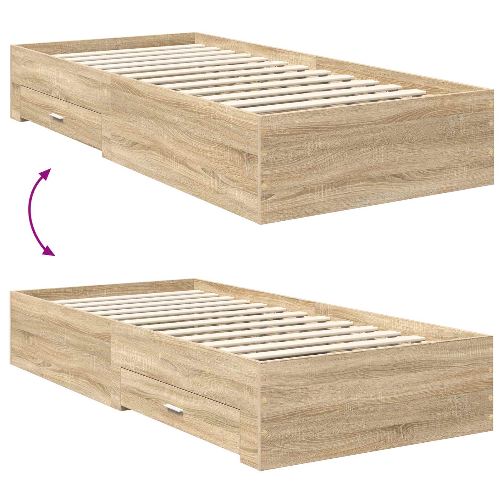 Cadre de lit Chêne Sonoma 100 x 200 cm Bois d'ingénierie - XIOS