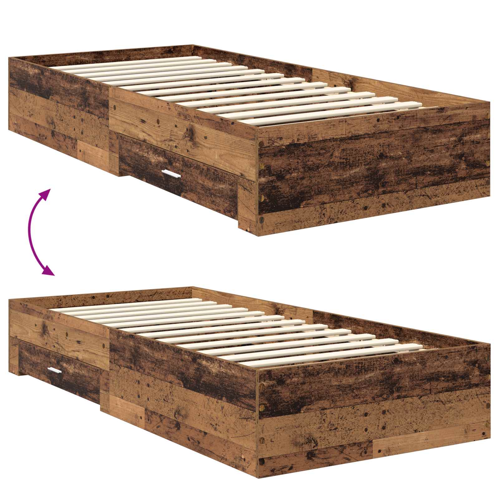 Cadre de lit Bois ancien 90 x 190 cm Bois d'ingénierie - XIOS