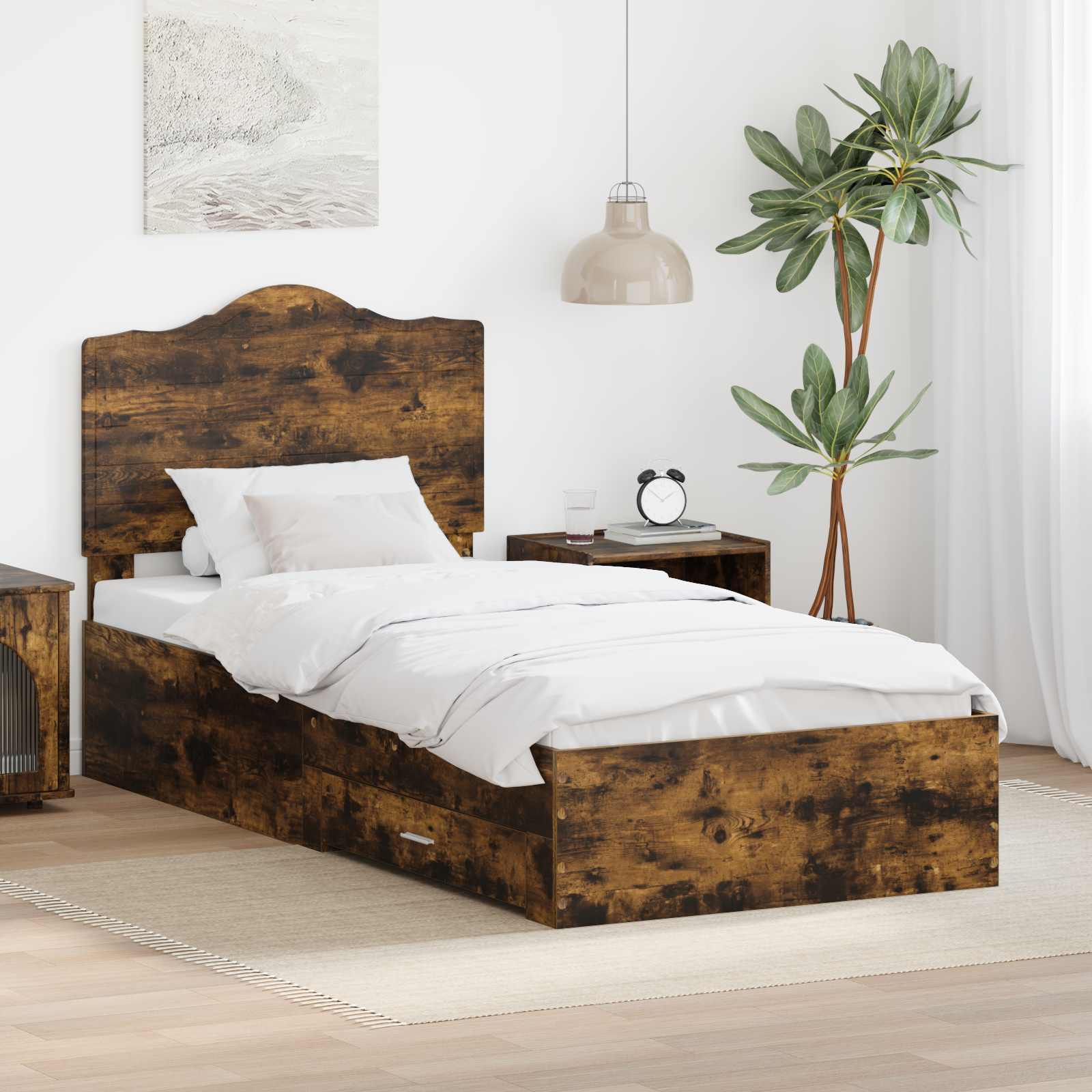 Cadre de lit Chêne fumé 75 x 190 cm Bois d'ingénierie - XIOS