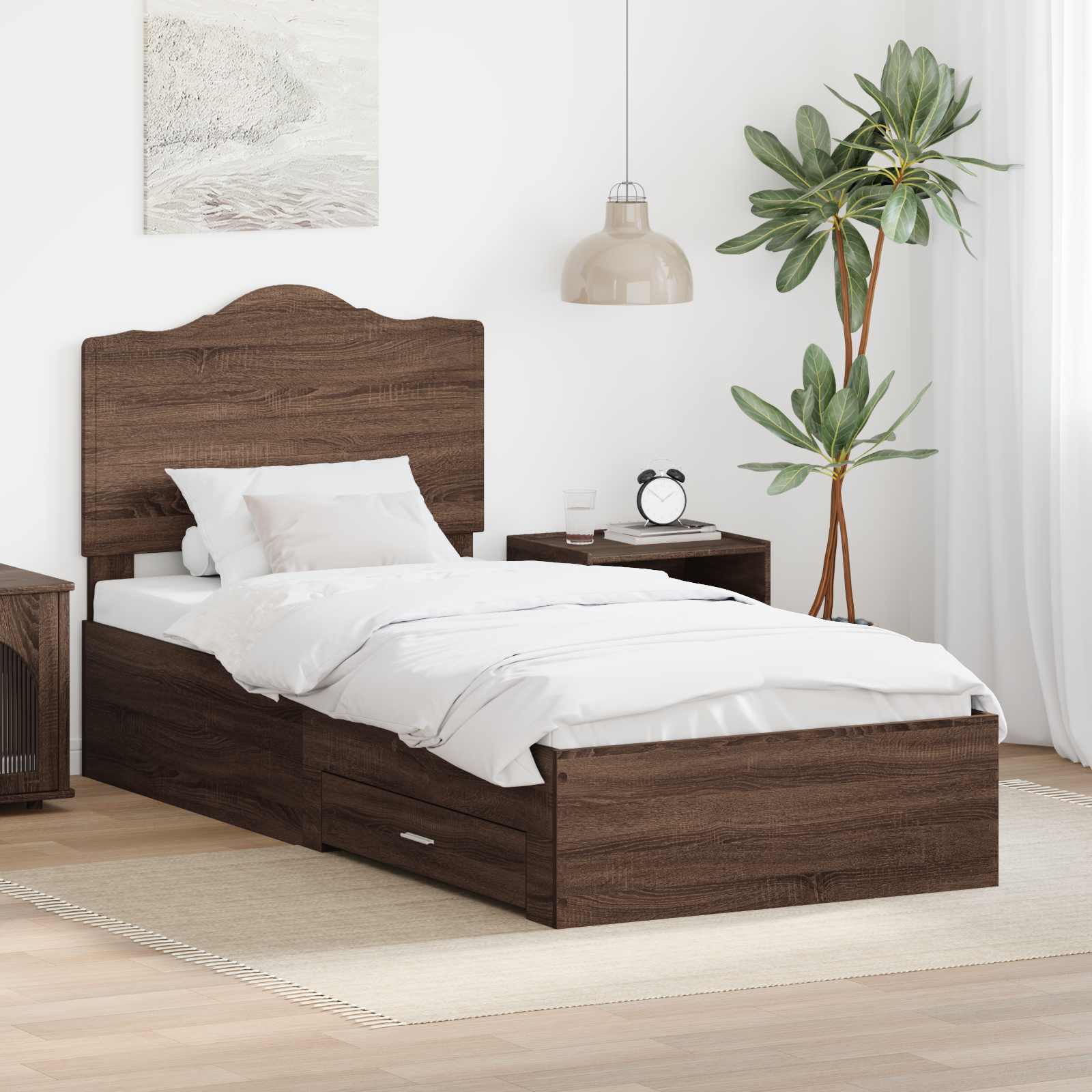 Cadre de lit Chêne brun 75 x 190 cm Bois d'ingénierie - XIOS
