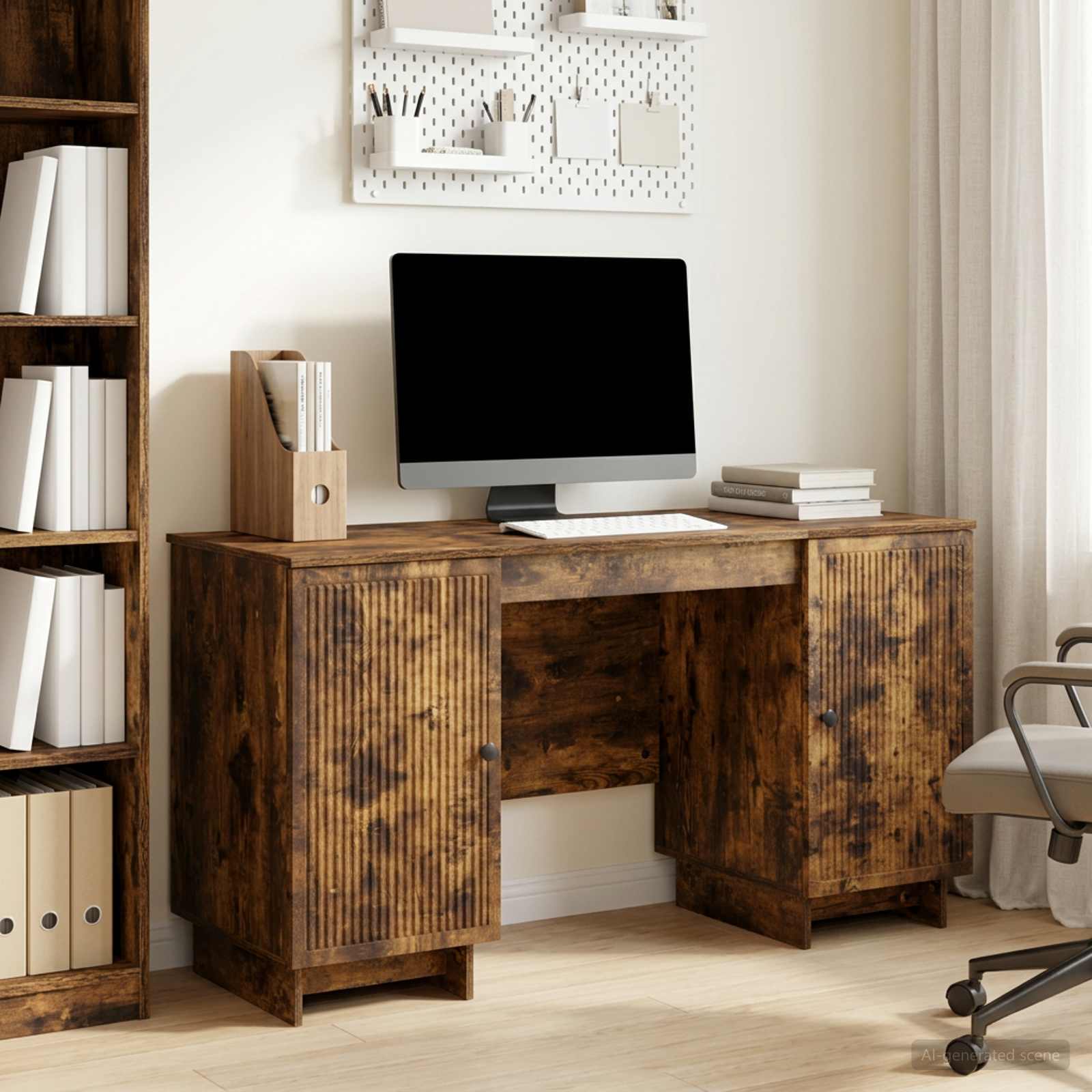 Bureau Chêne fumé Bois d'ingénierie 142,5 x 50 x 75 cm