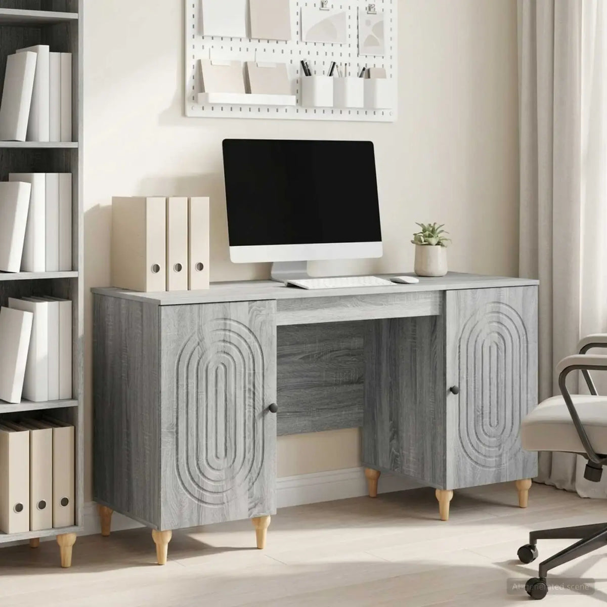 Bureau Sonoma gris 142,5 x 50 x 75 cm Bois d’ingénierie - XIOS