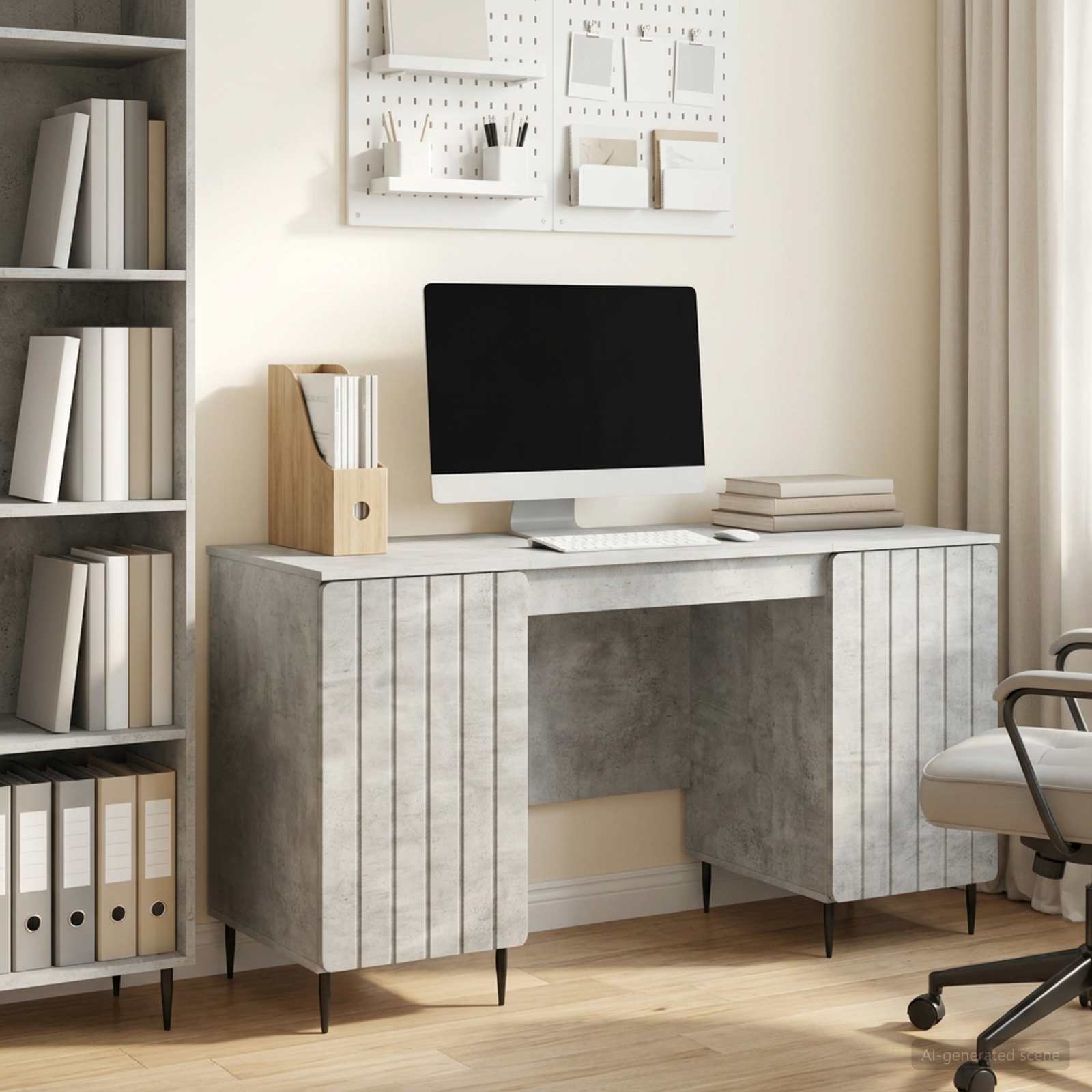 Bureau Gris béton 142,5 x 50 x 75 cm Bois d'ingénierie