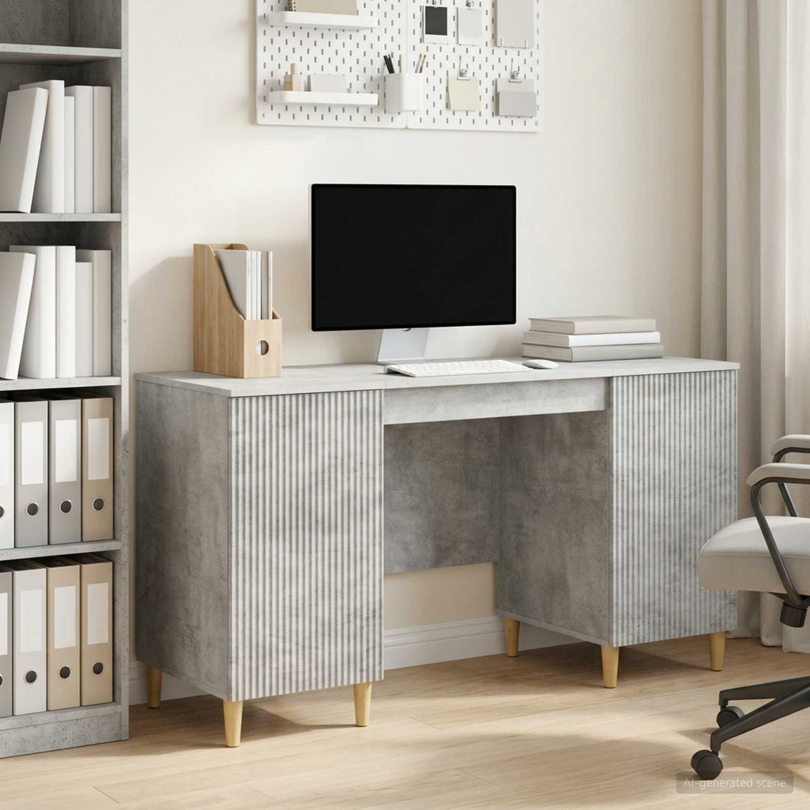 Bureau Gris béton 142,5 x 50 x 75 cm Bois d'ingénierie