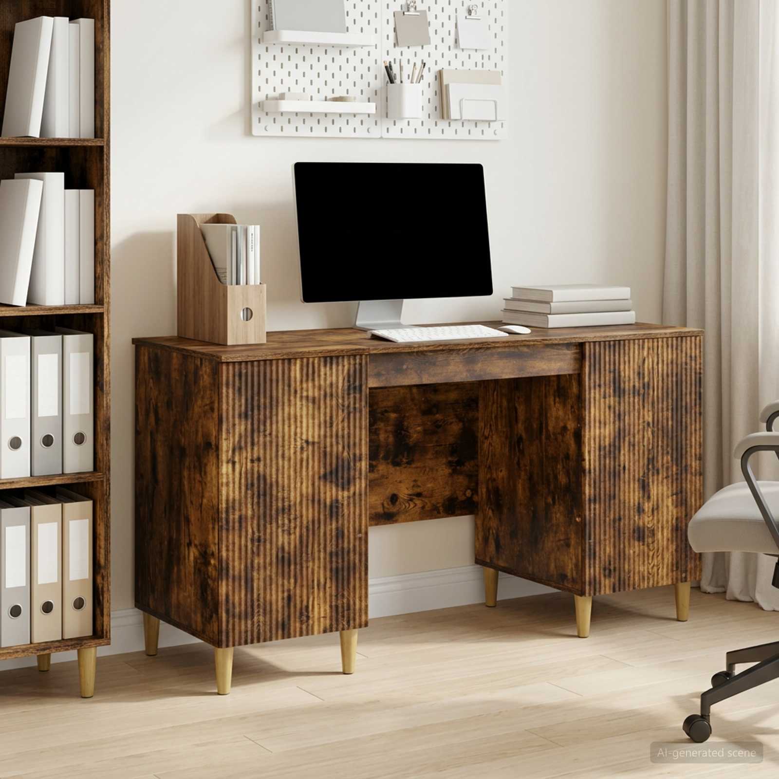 Bureau Chêne fumé 142,5 x 50 x 75 cm Bois d'ingénierie