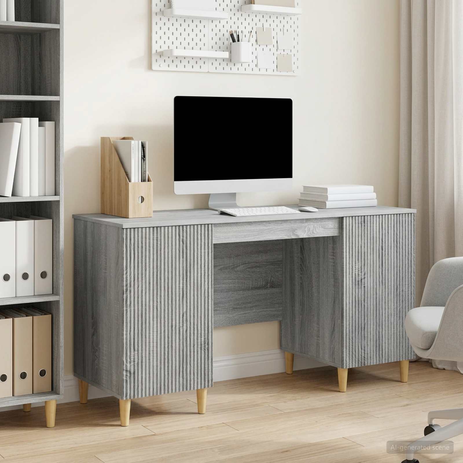 Bureau Sonoma gris 142,5 x 50 x 75 cm Bois d'ingénierie - XIOS