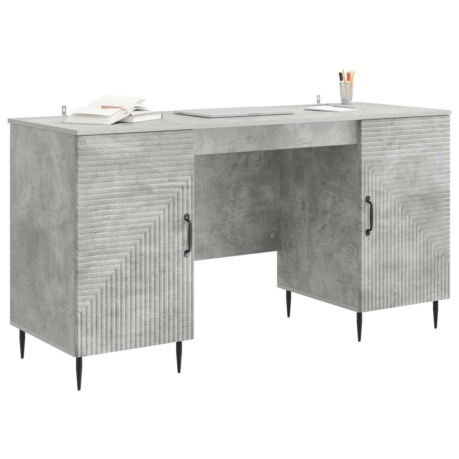 Bureau Gris béton 142,5 x 50 x 75 cm Bois d'ingénierie - XIOS